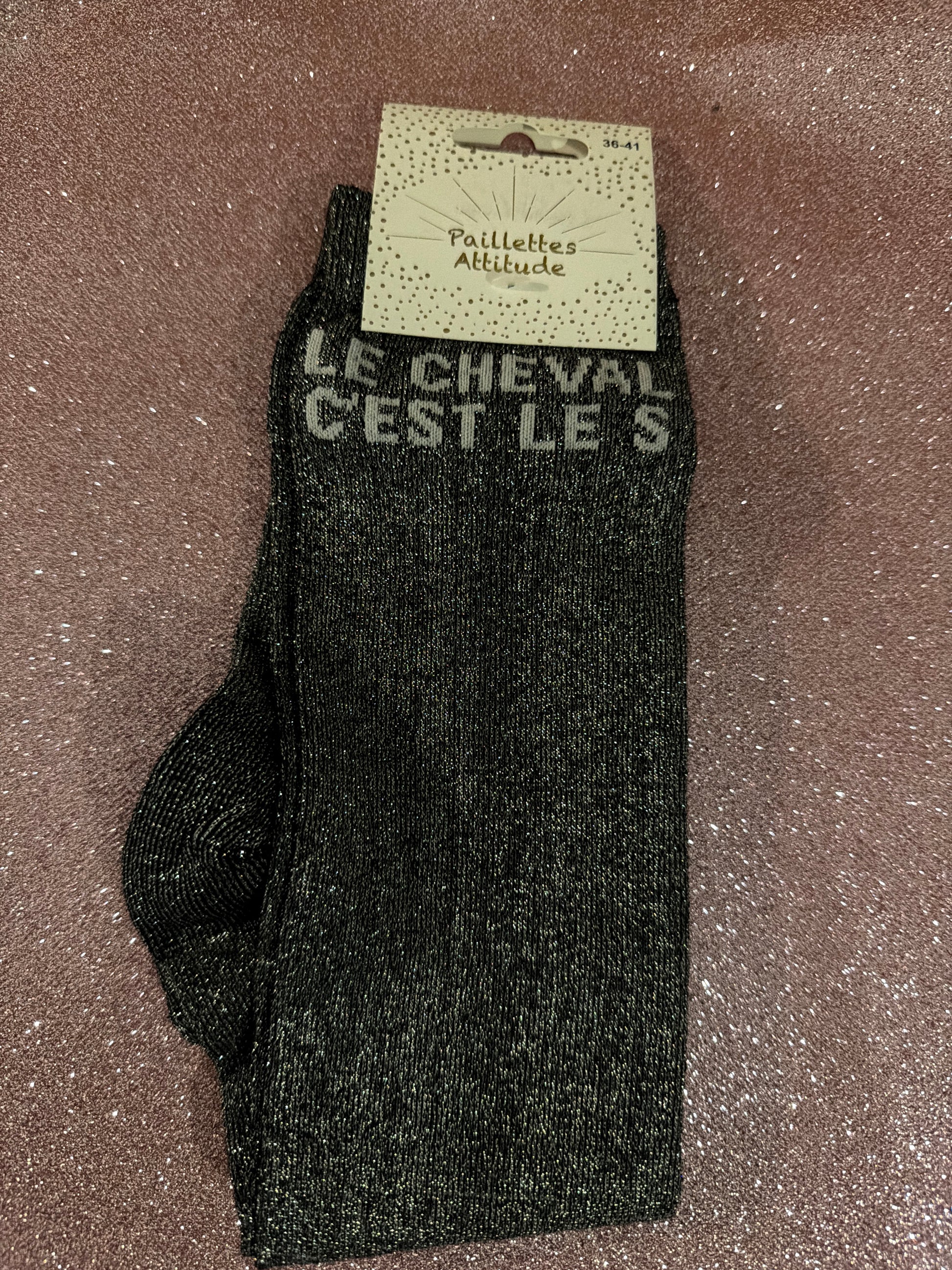 chaussette pailletée LE CHEVAL C’EST LE S 36/41