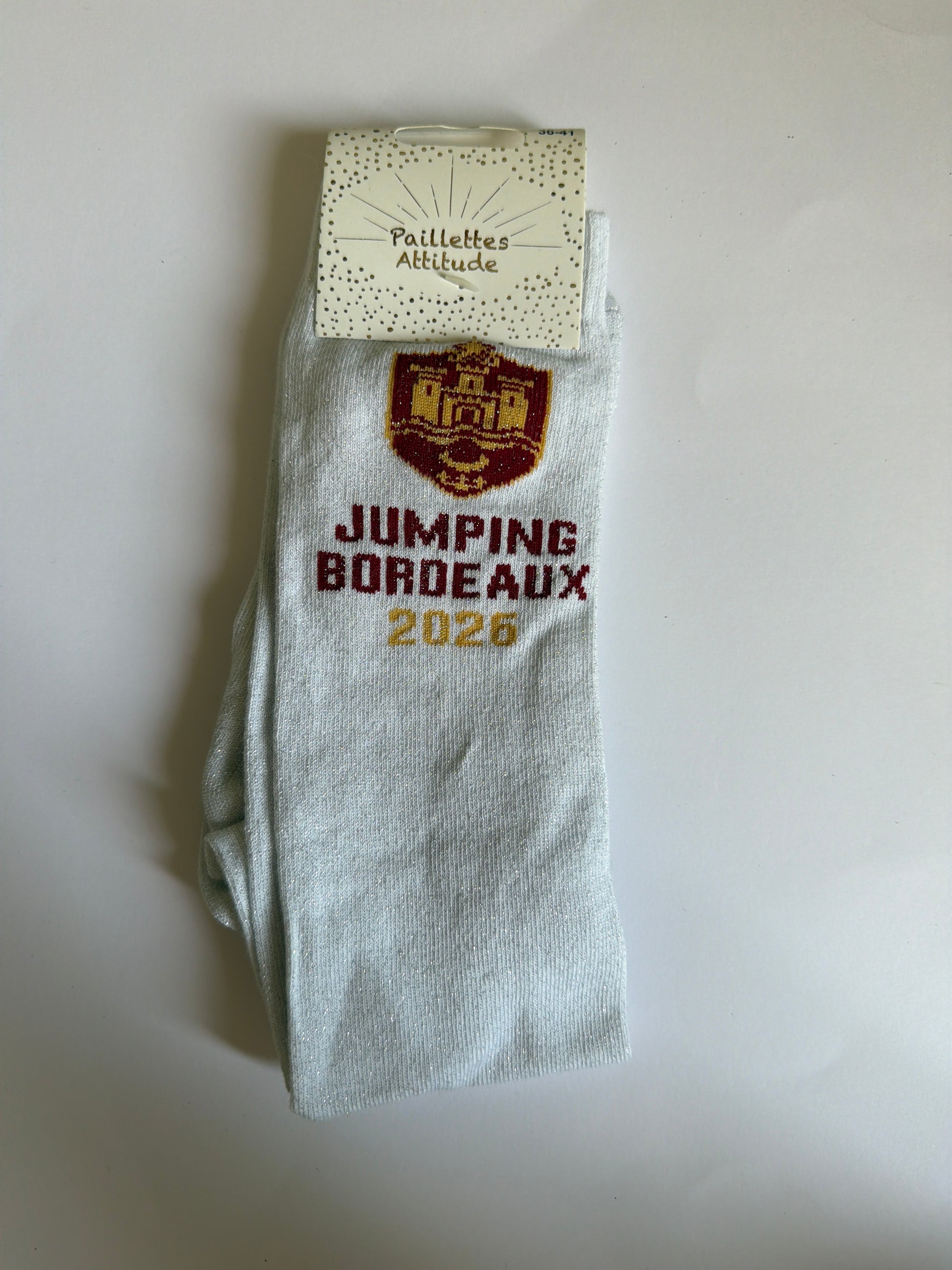 Chaussette pailletée équitation 36-41 Souvenir Jumping de Bordeaux 2026 🐎✨