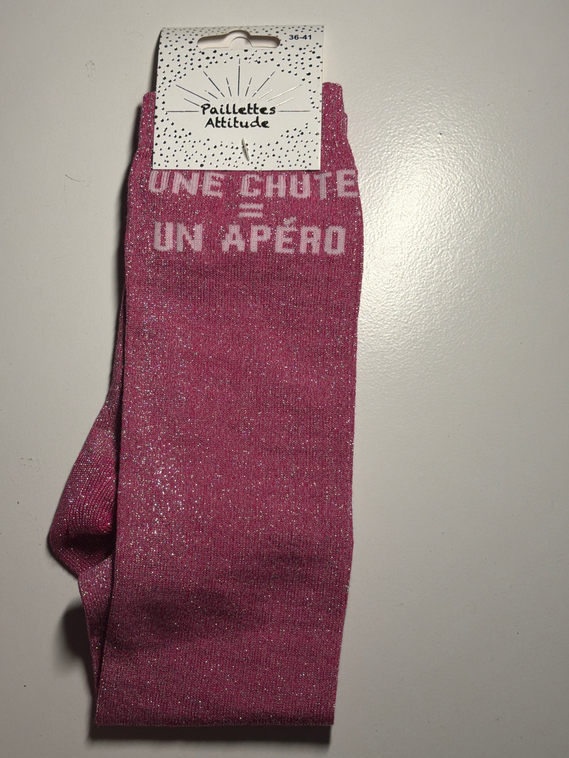 Chaussette pailletée équitation 36-41 UNE CHUTE=UN APÉRO