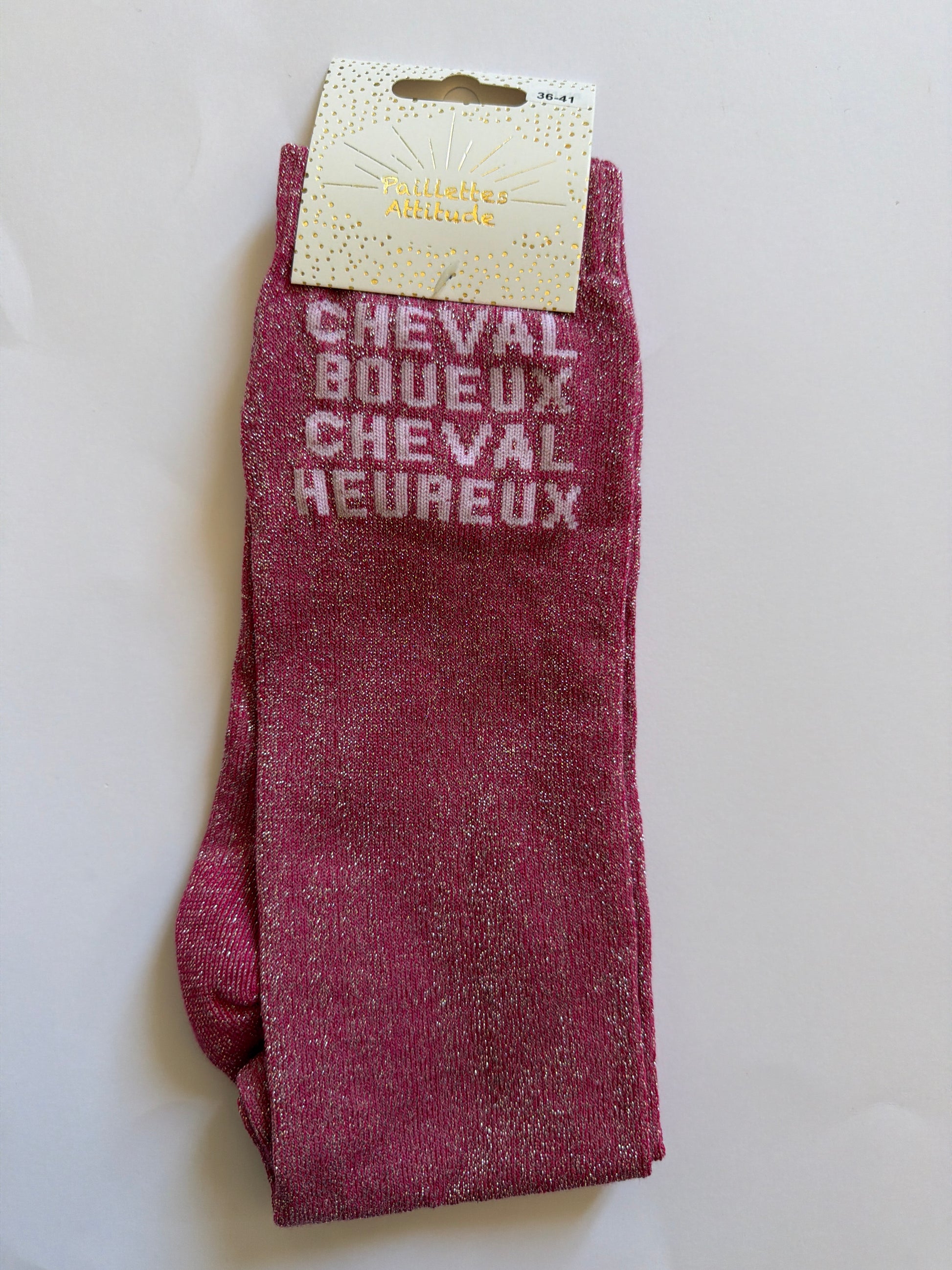 Chaussette pailletée équitation 36-41 CHEVAL BOUEUX CHEVAL HEUREUX