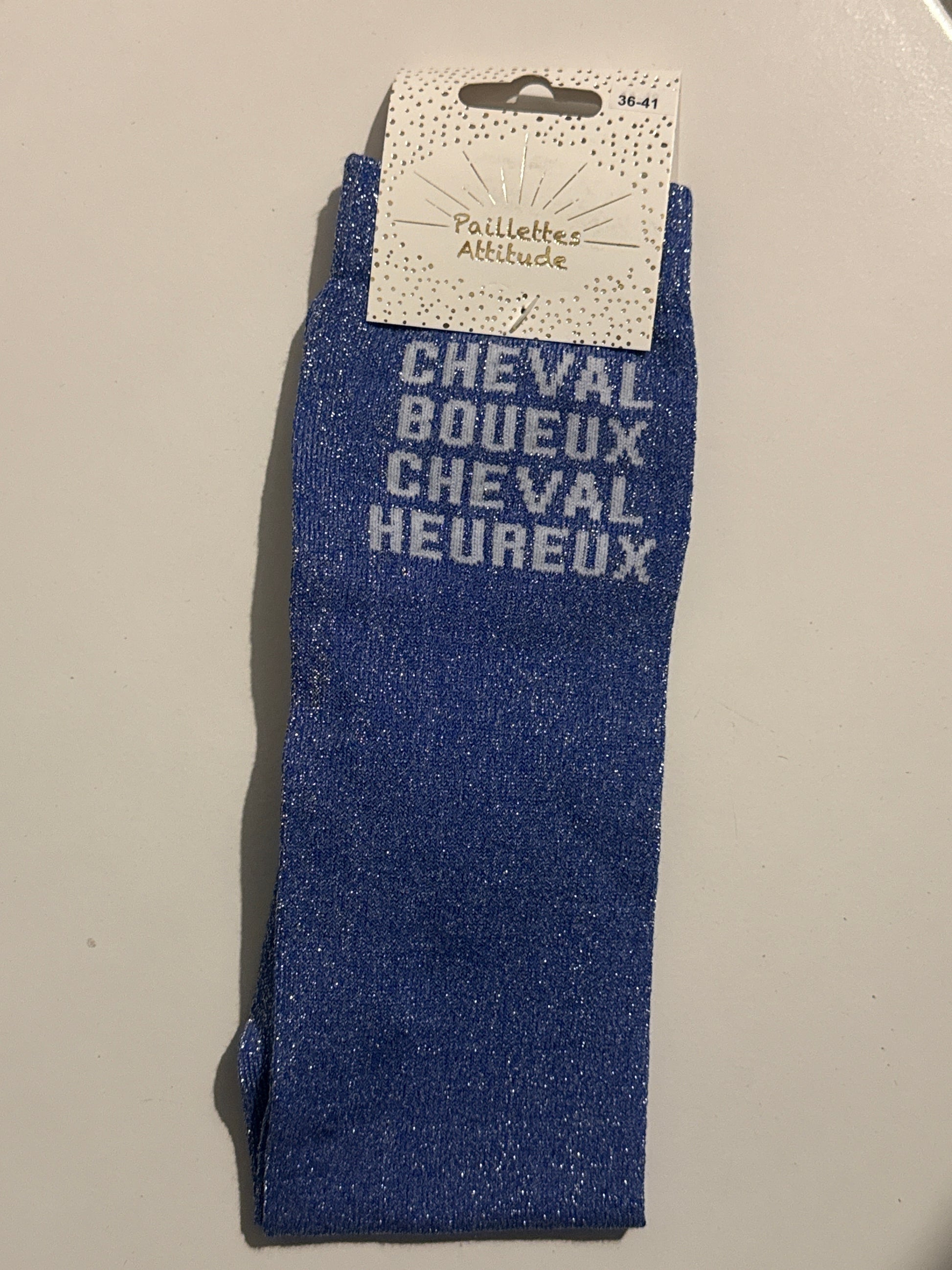 Chaussette pailletée équitation 36-41 CHEVAL BOUEUX CHEVAL HEUREUX
