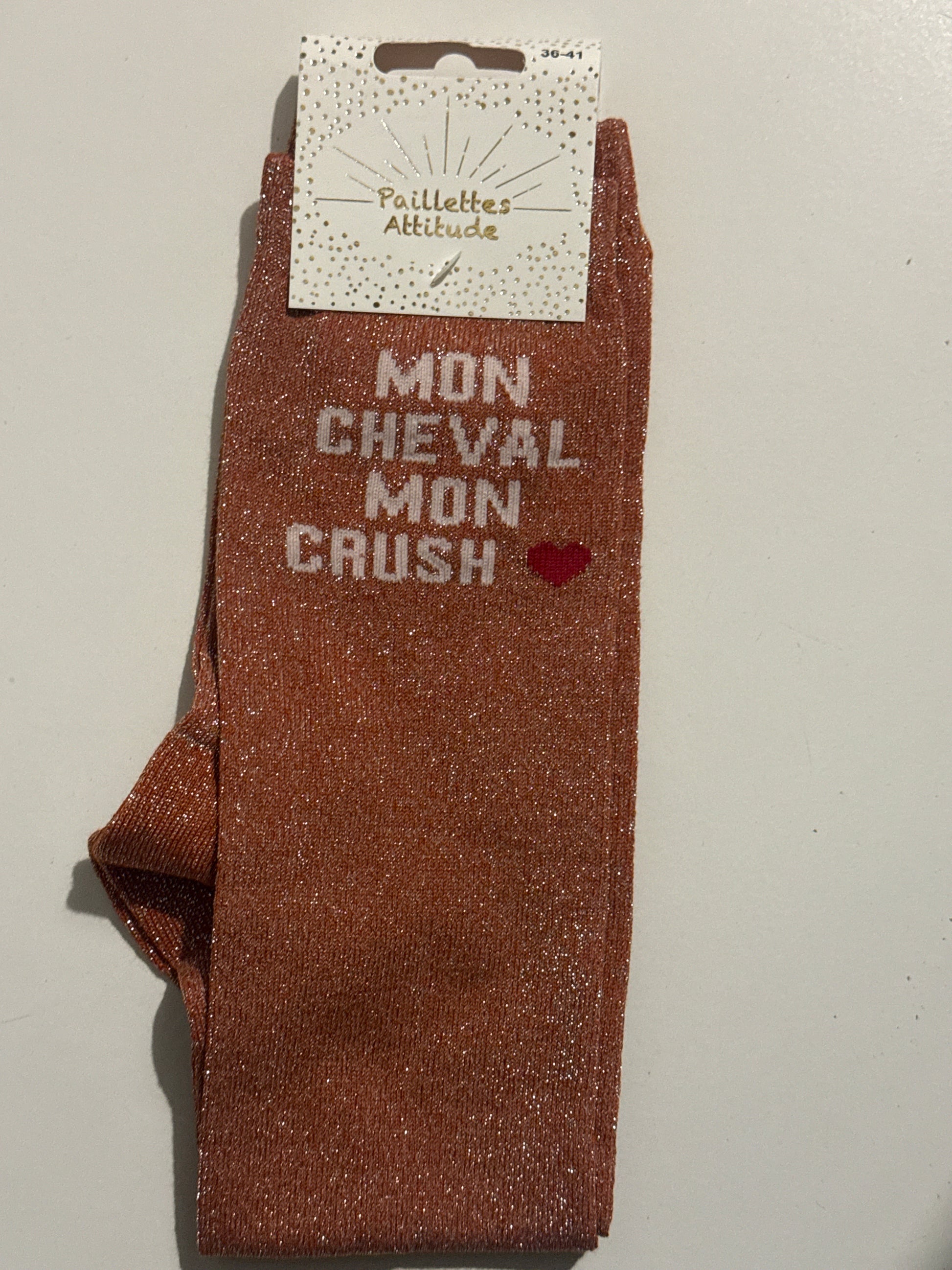 chaussette pailletée équitation 36-41 MON CHEVAL MON CRUSH ❤️