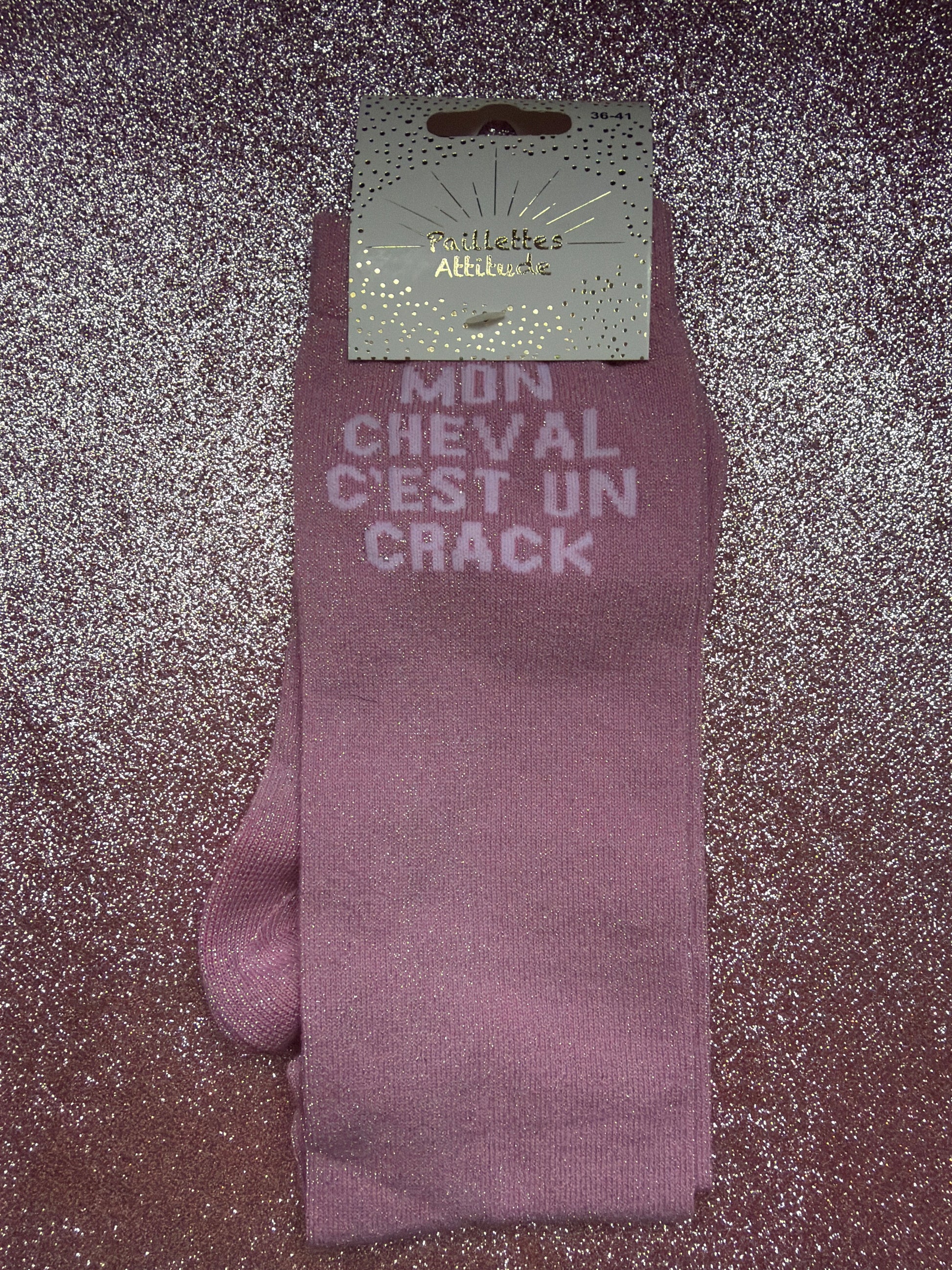 chaussette pailletée MON CHEVAL C’EST UN CRACK 36/41