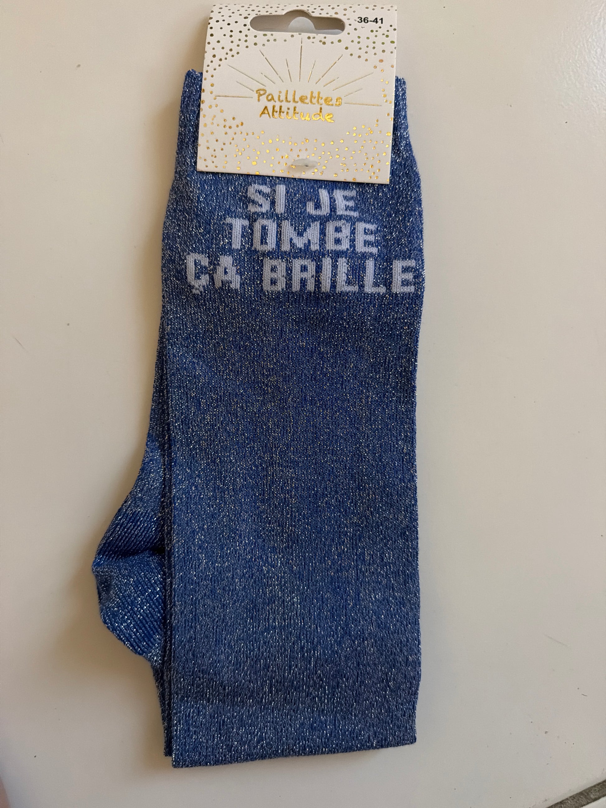 Chaussette pailletée équitation 36-41 SI JE TOMBE ÇA BRILLE