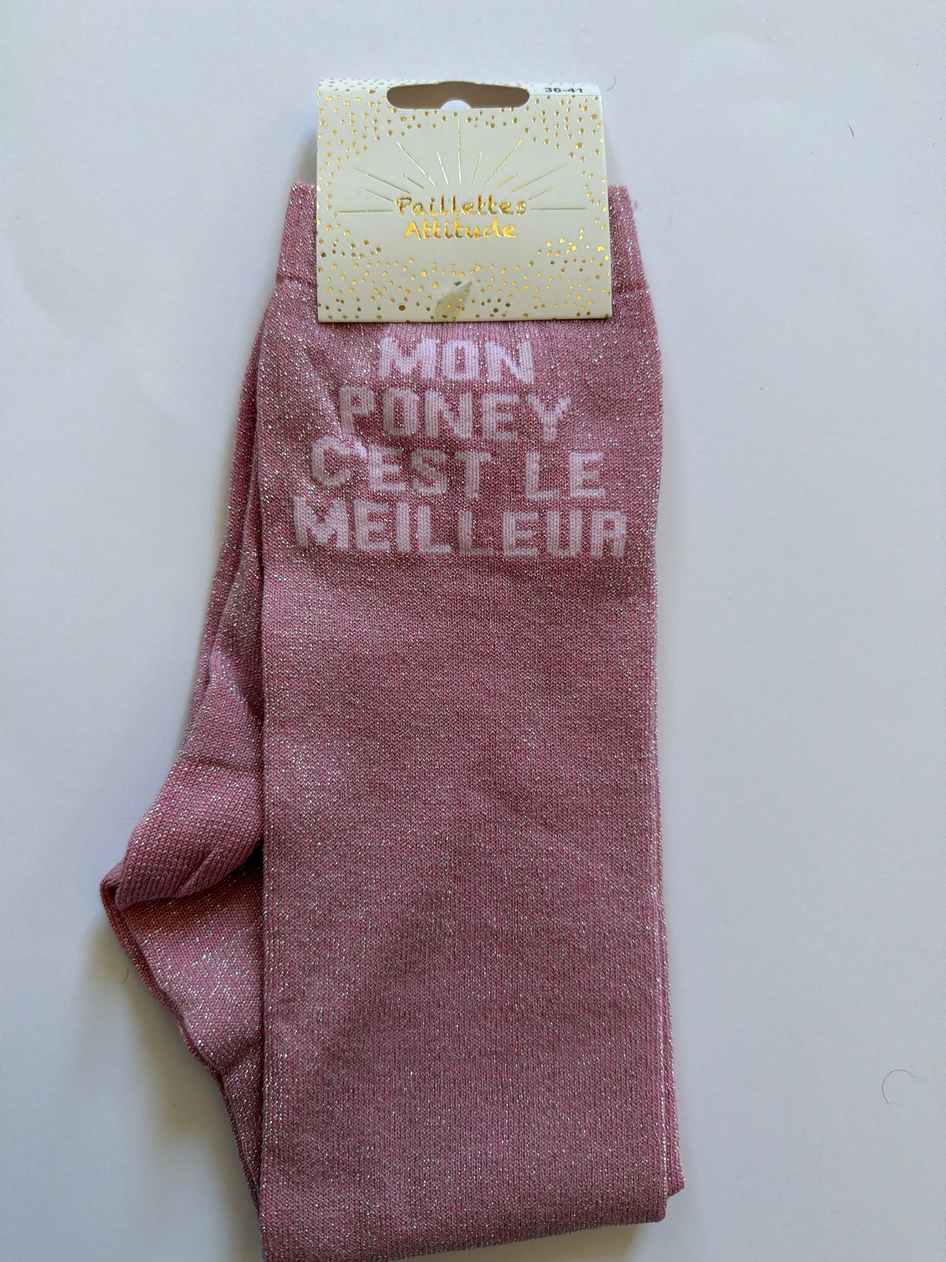 Chaussette pailletée équitation 36-41 MON PONEY C’EST LE MEILLEUR 