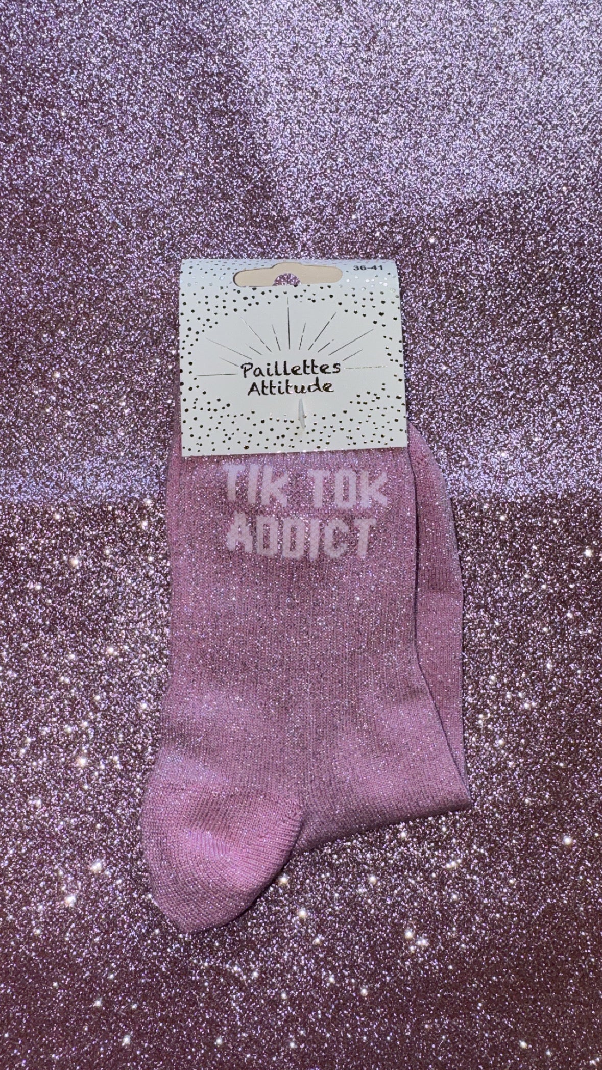 Chaussettes pailletée de ville 36/41 « Tik Tok addict »