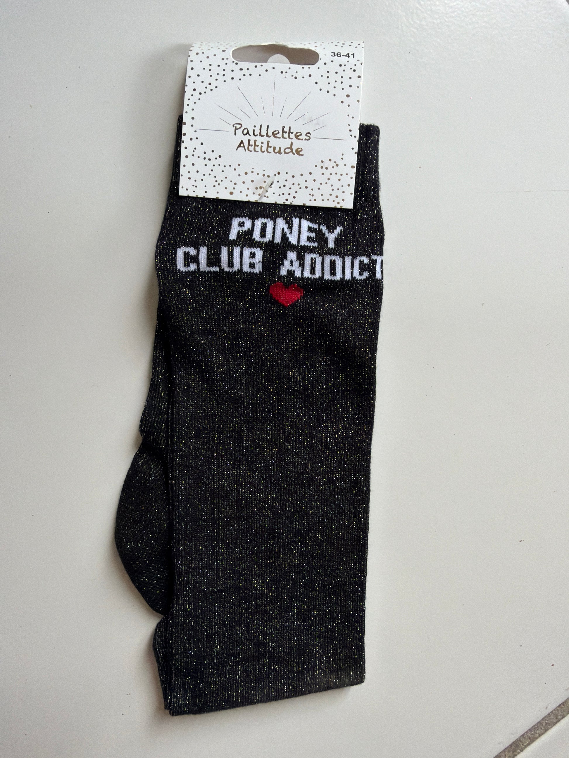 Chaussette pailletée équitation 36-41 PONEY CLUB ADDICT ❤️