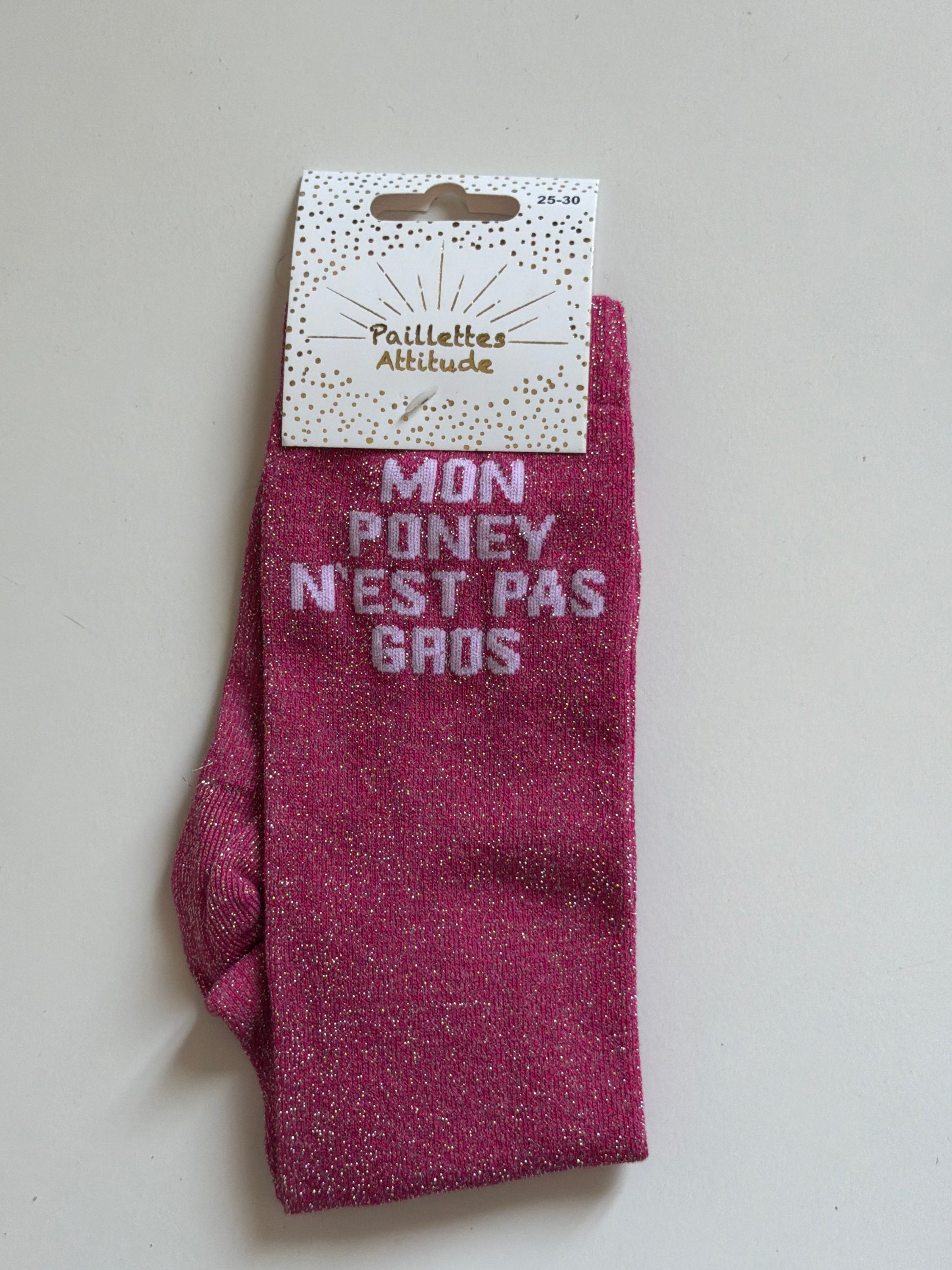 Chaussette pailletée équitation 25-30 MON PONEY N’EST PAS GROS