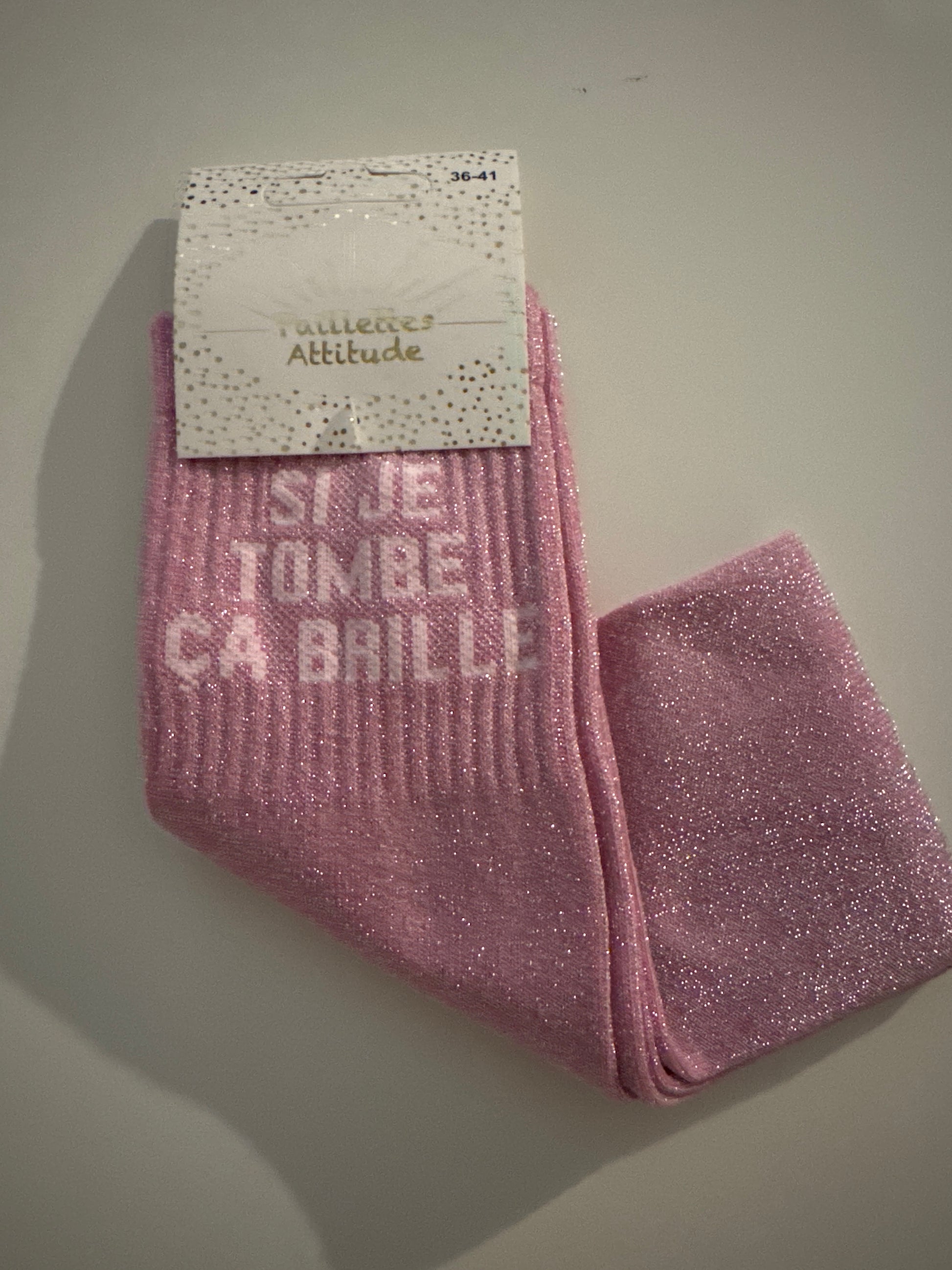 Chaussette pailletée équitation SI JE TOMBE ÇA BRILLE 36/41