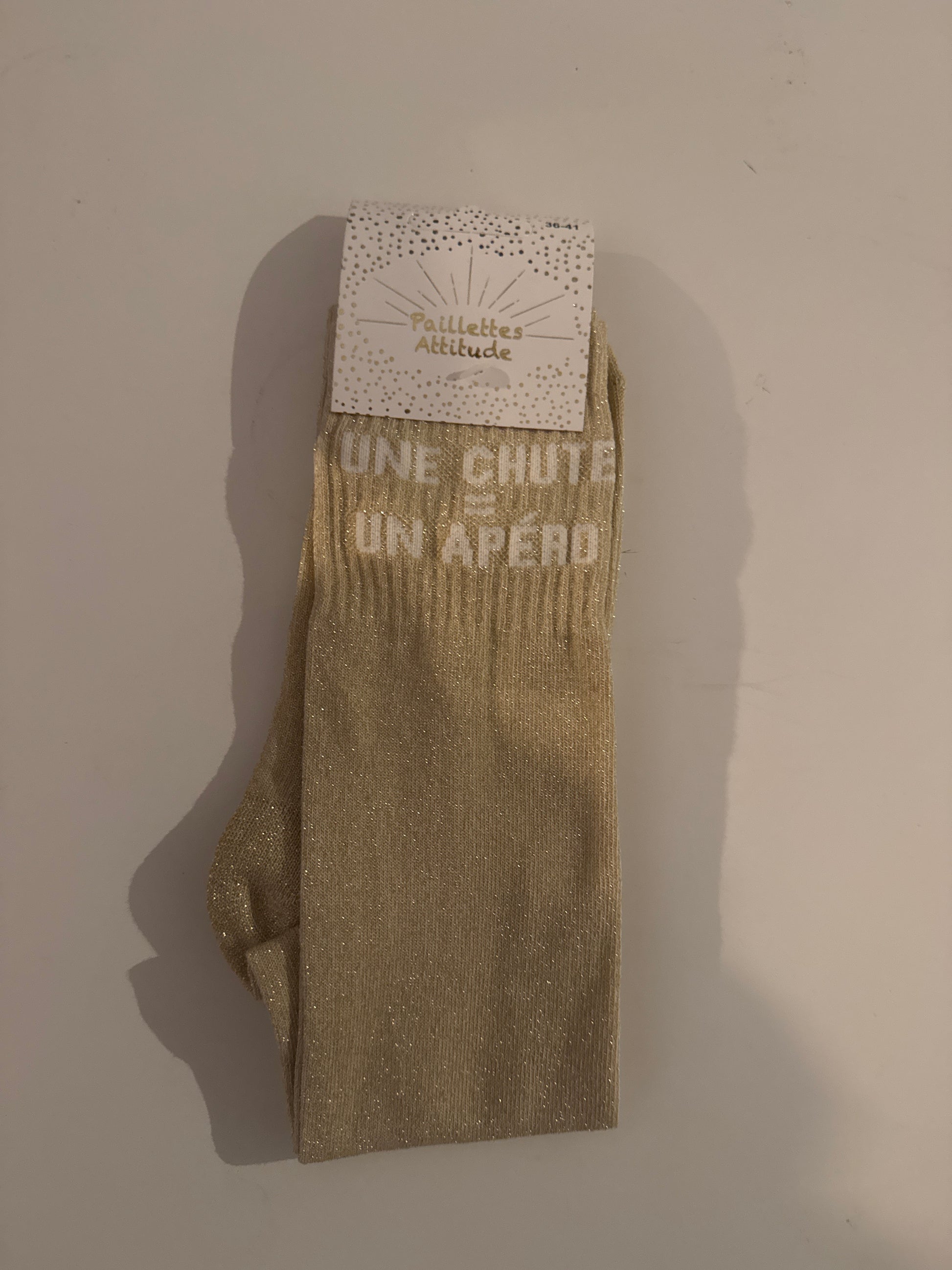 chaussette pailletée UNE CHUTE=UN APÉRO 36/41