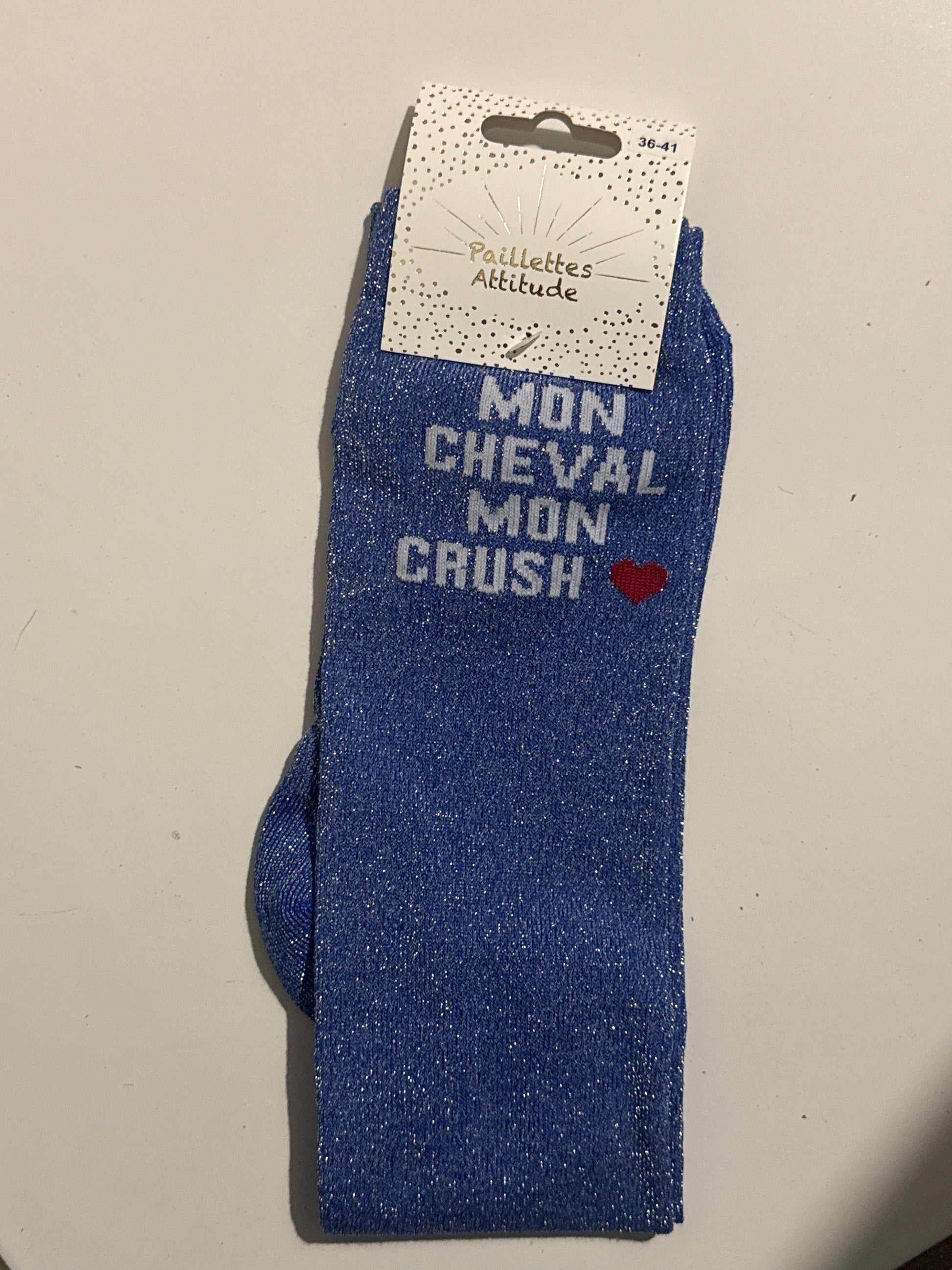 chaussette pailletée équitation 36-41 MON CHEVAL MON CRUSH ❤️
