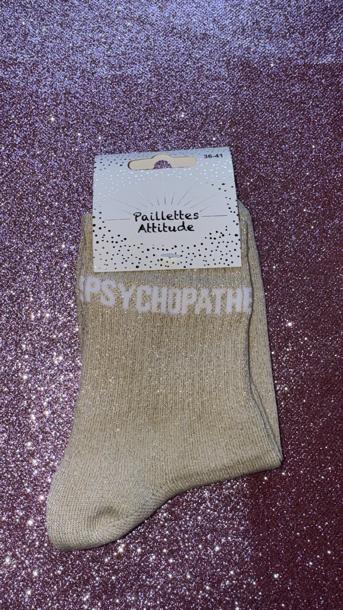 Chaussettes de ville pailletée 36/41 « Psychopathe »