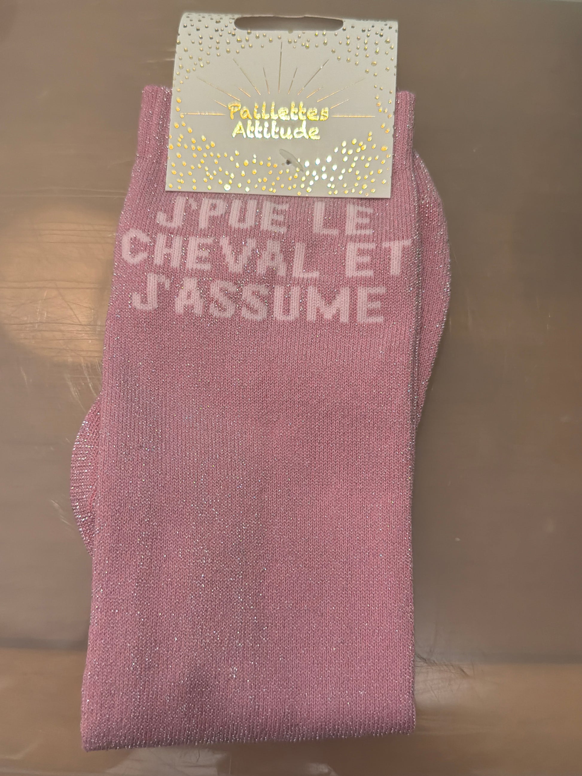 Chaussette pailletée enfant 30/35 J’PUE LE CHEVAL ET J’ASSUME