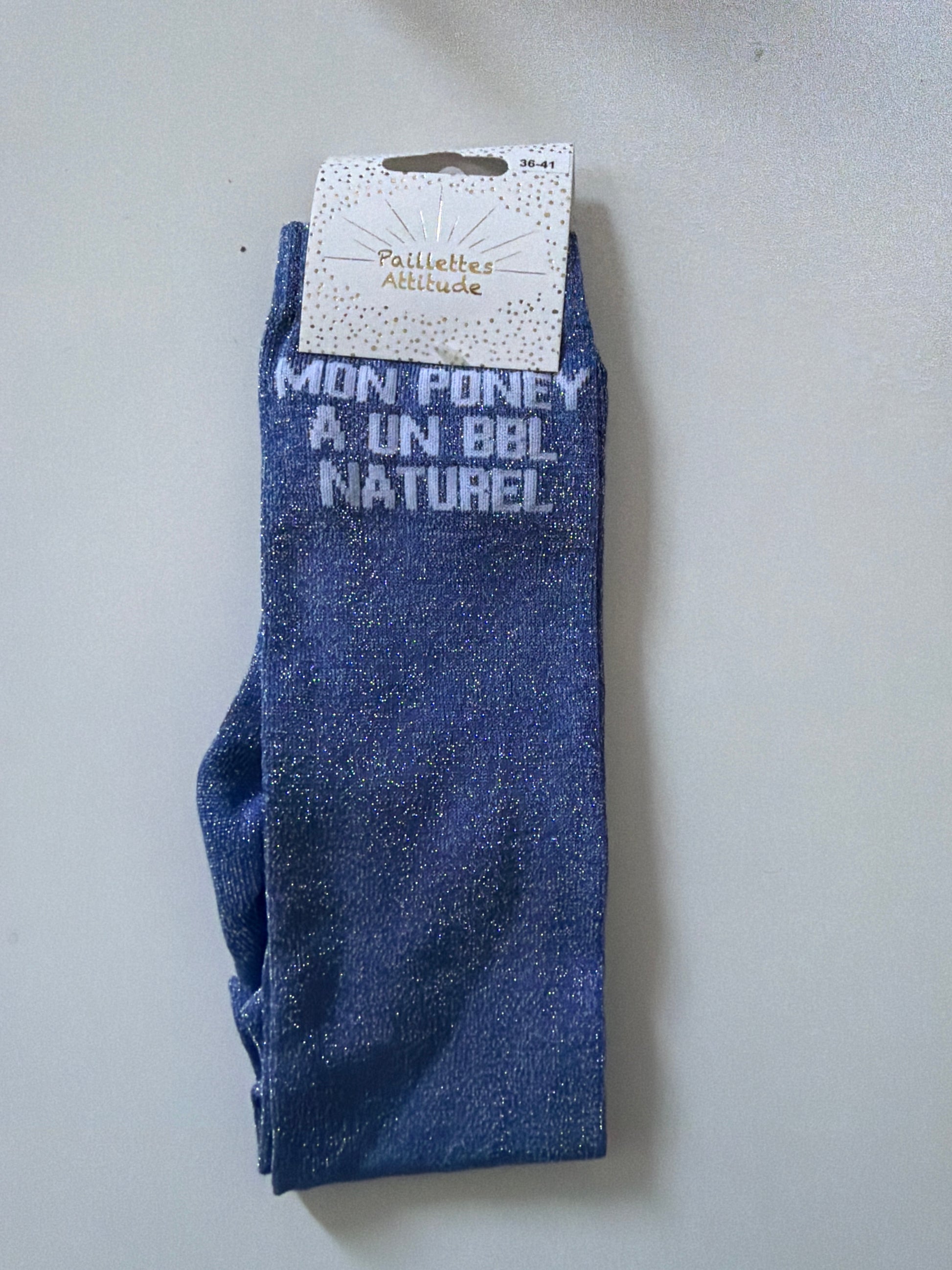 Chaussette pailletée équitation 36-41 MON PONEY À UN BBL NATUREL 