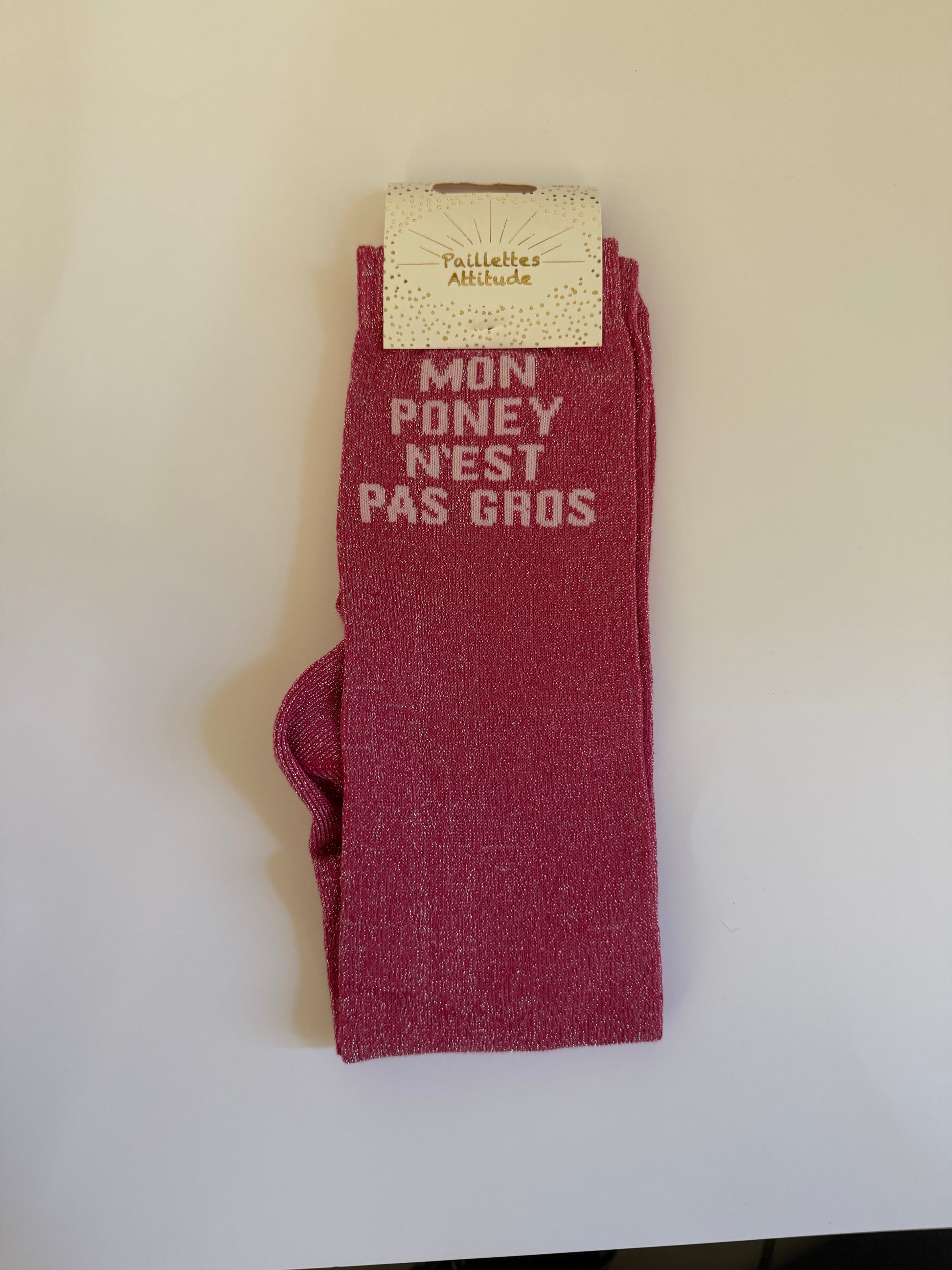 Chaussette pailletée équitation 36-41 MON PONEY N’EST PAS GROS