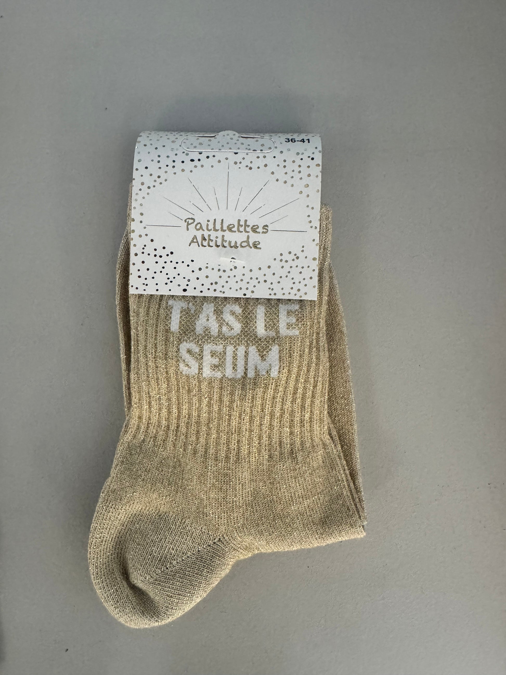 Chaussettes Pailletées – “T’as le Seum” (36–41)