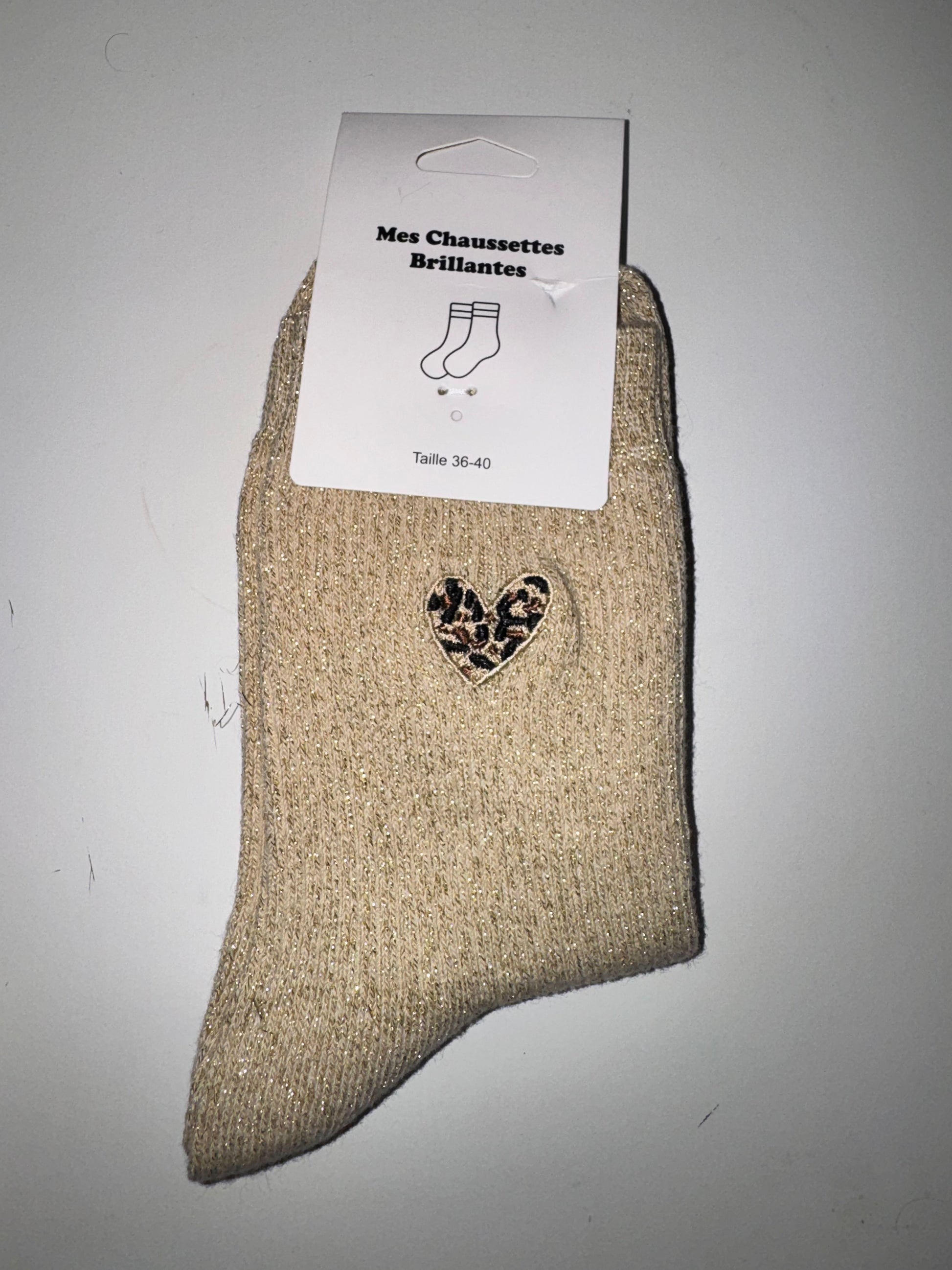 Chaussettes pailletées CŒUR