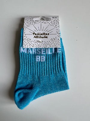 Chaussettes Bleu Pailletée « Marseille BB  »
