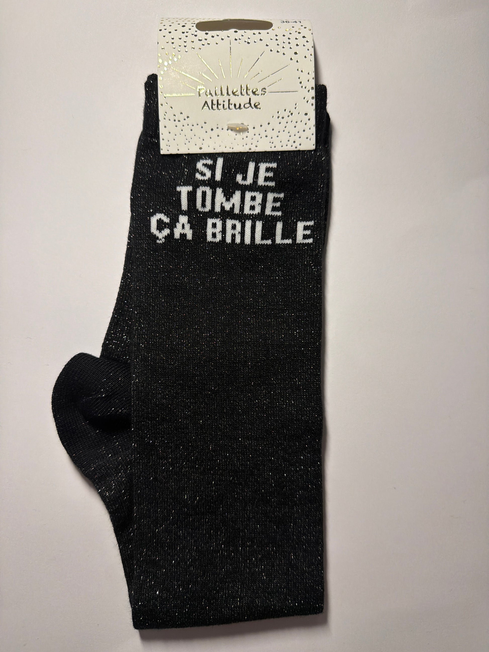 Chaussette pailletée équitation 36-41 SI JE TOMBE ÇA BRILLE