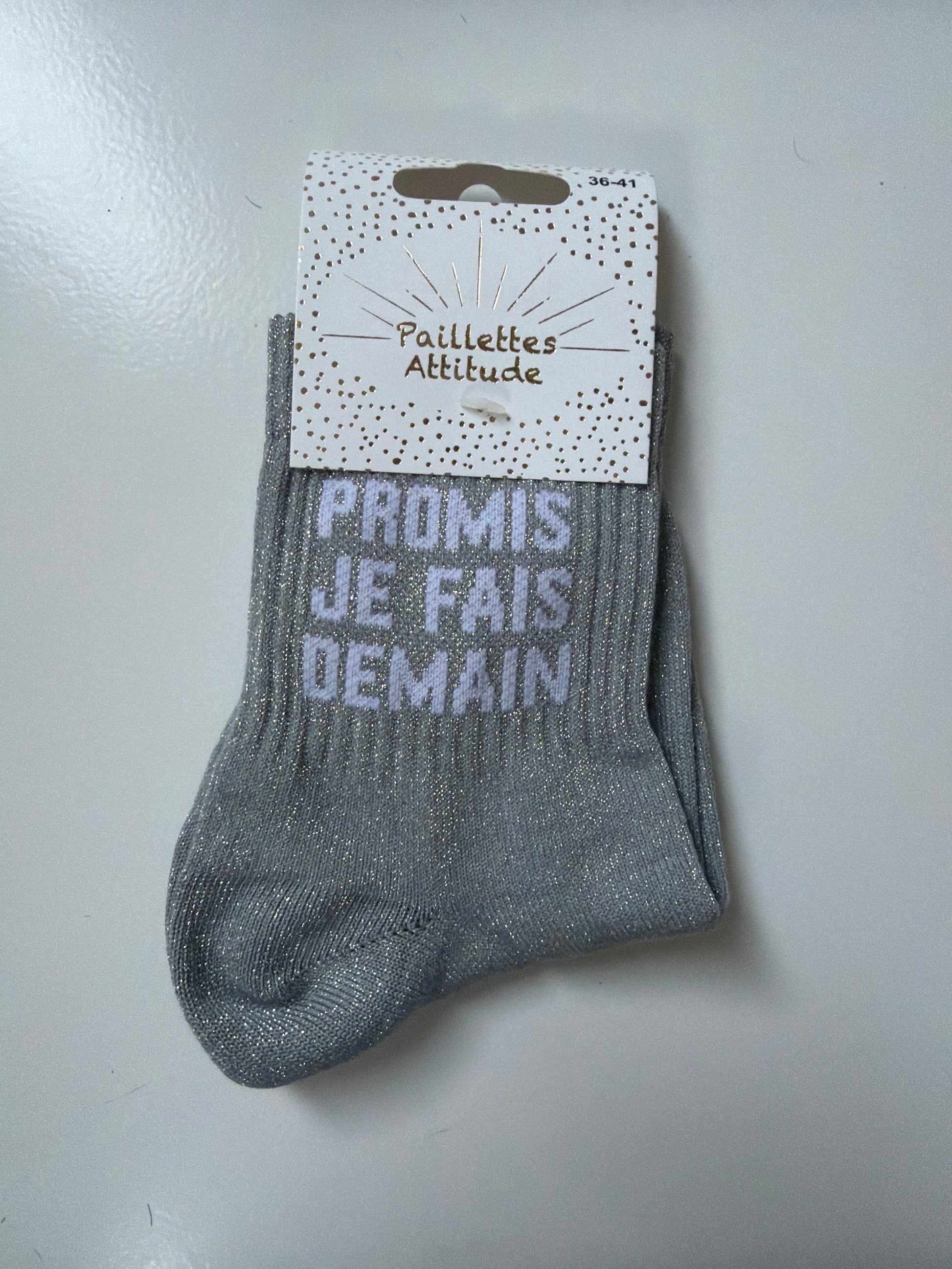 Chaussette de ville pailletée 36-41 PROMIS JE FAIS DEMAIN