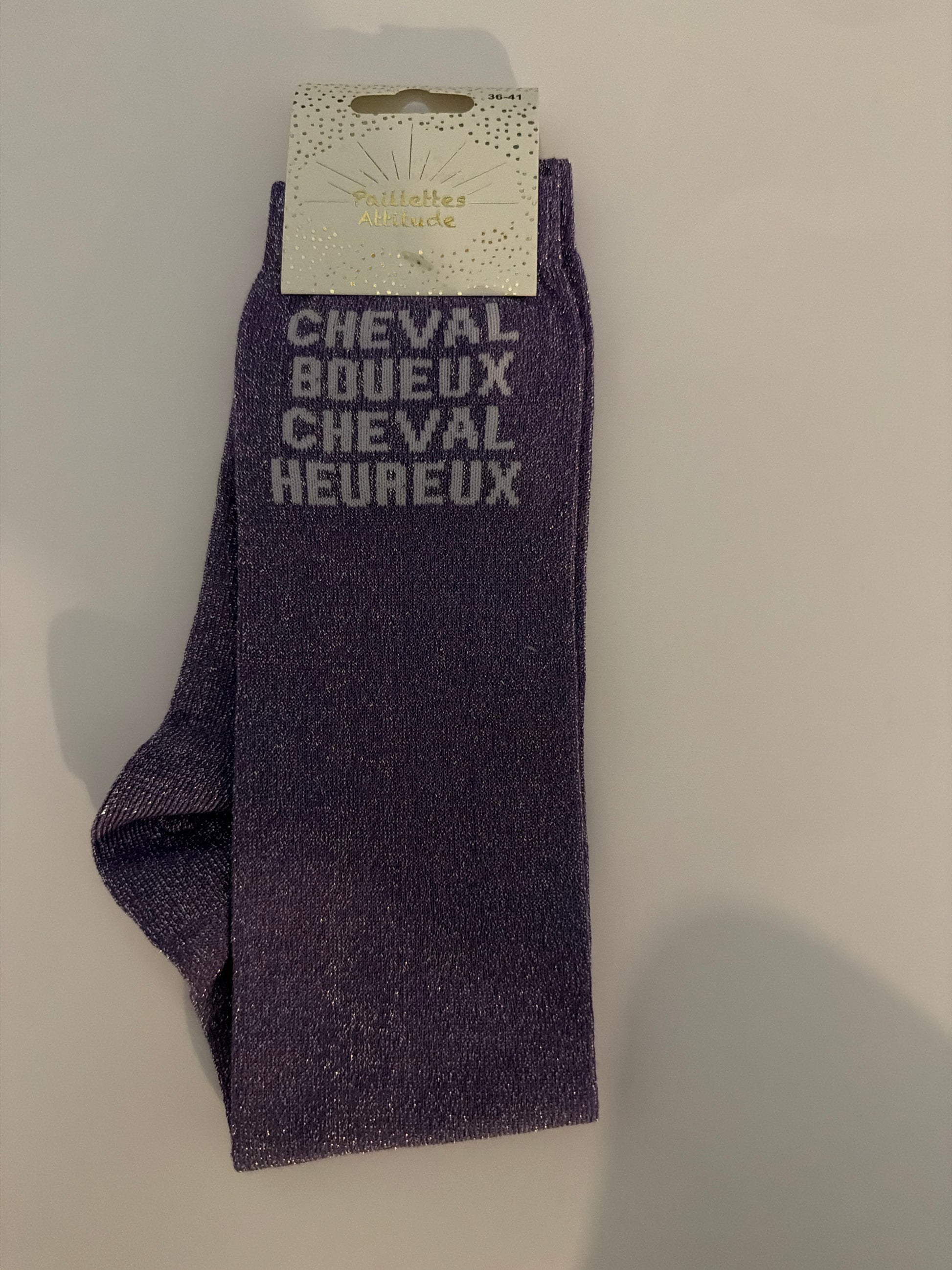 Chaussette pailletée équitation 36-41 CHEVAL BOUEUX CHEVAL HEUREUX