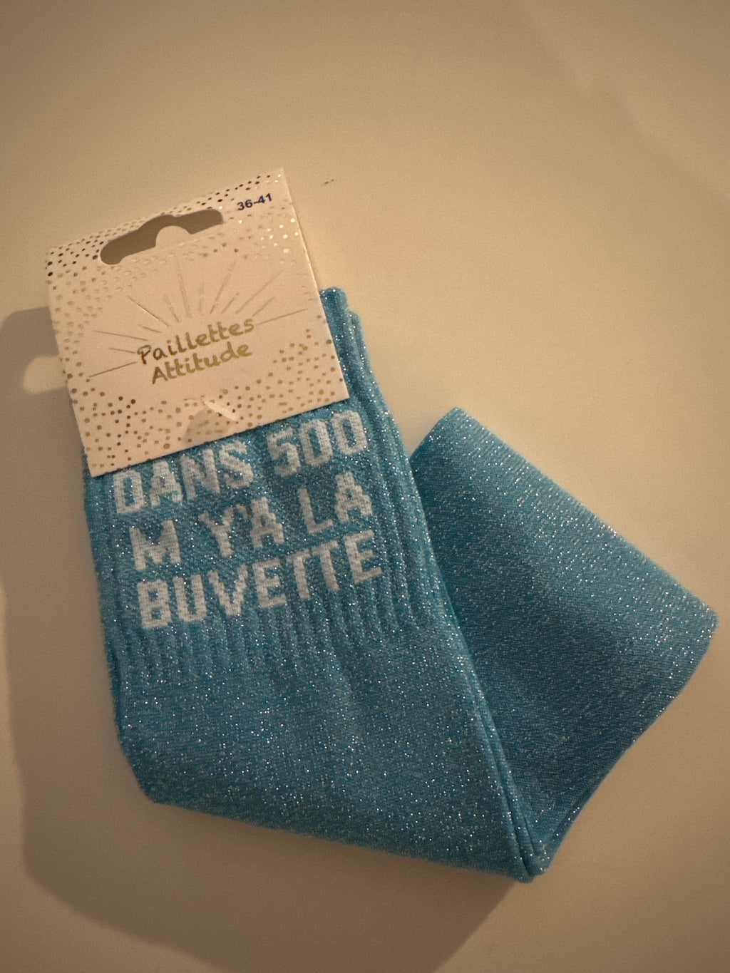 Chaussette équitation « dans 500 M y’a la buvette