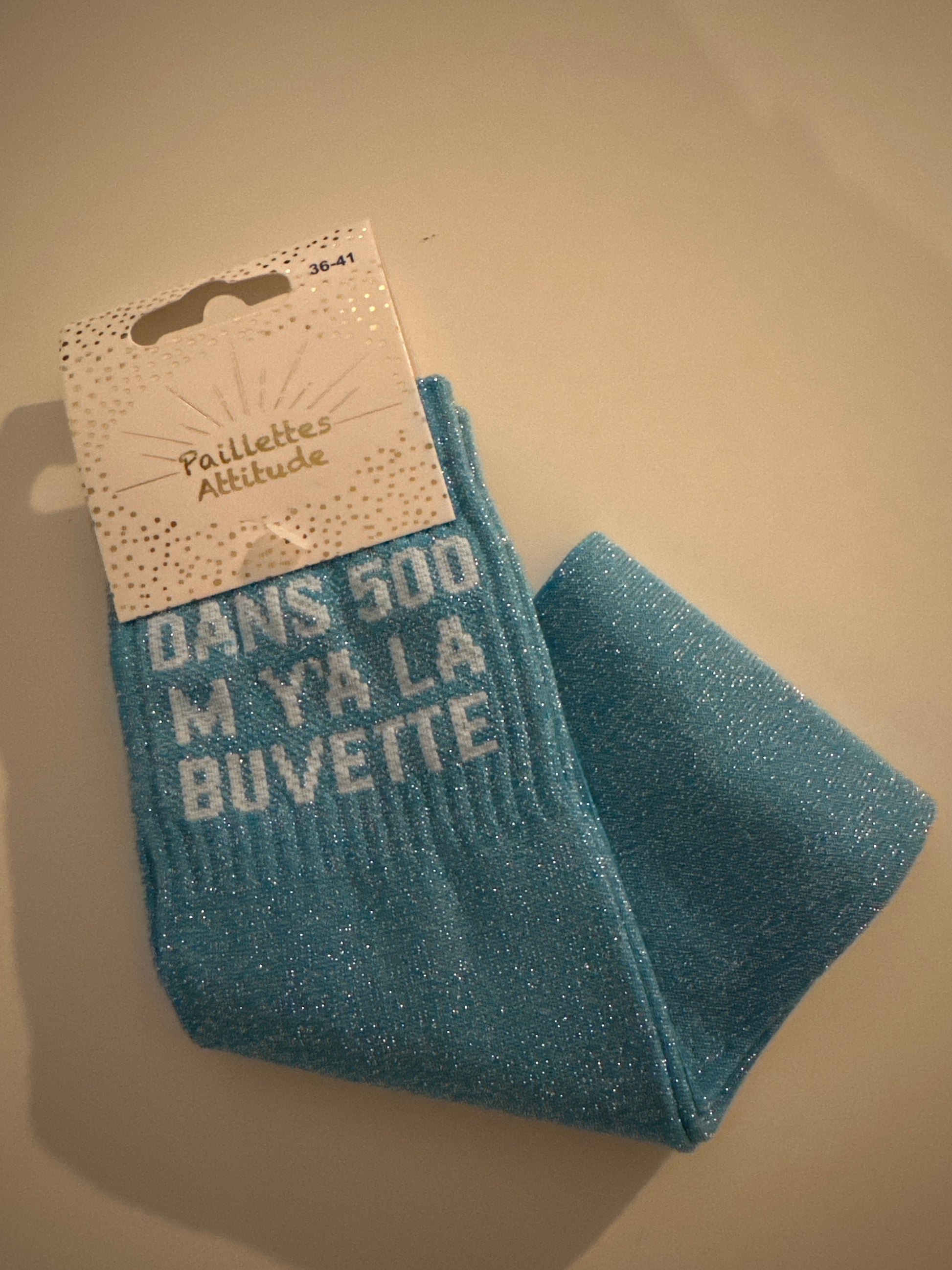 Chaussette équitation « dans 500 M y’a la buvette