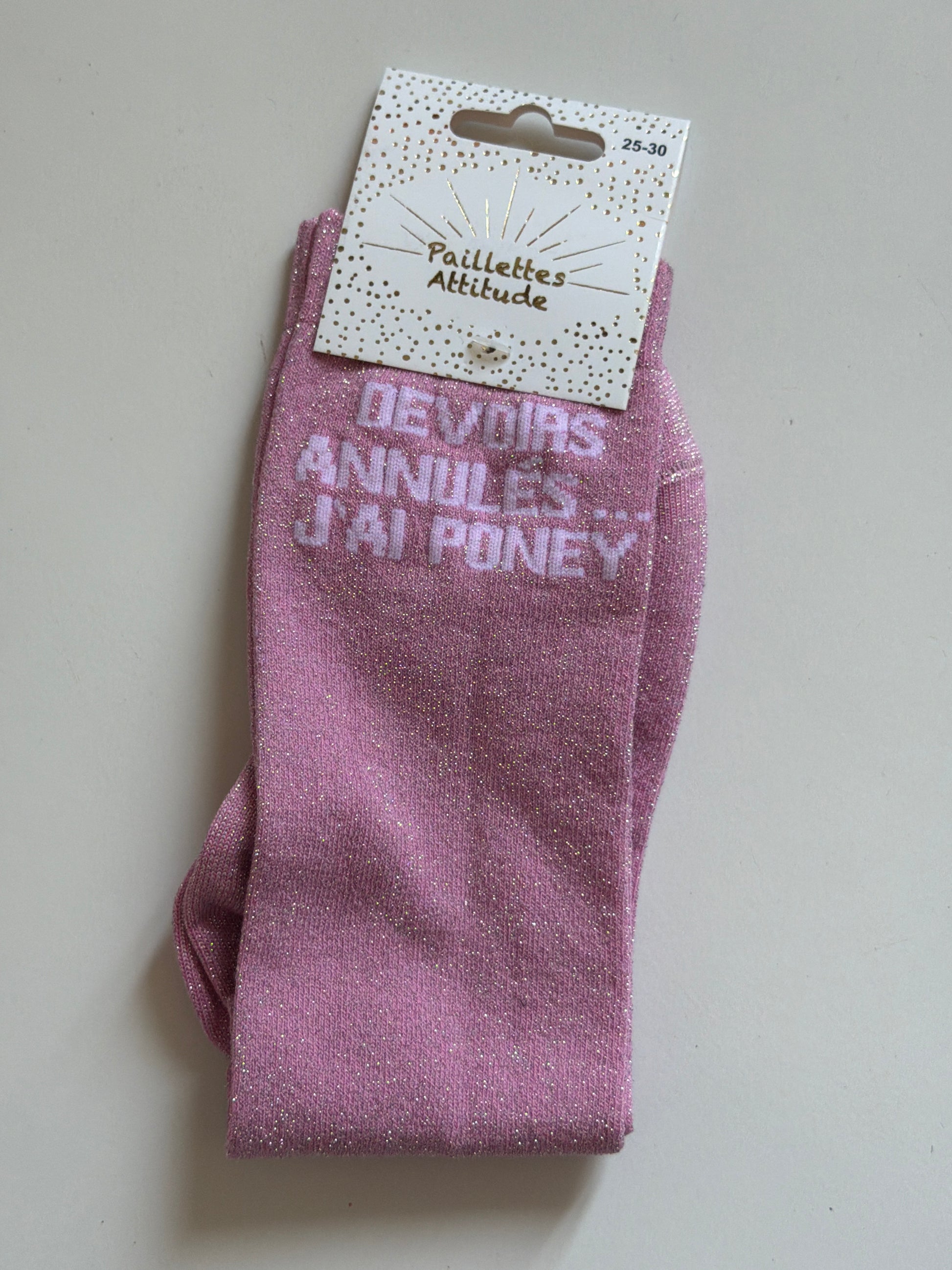 Chaussette pailletée équitation 25-30 DEVOIRS ANNULÉS… J’AI PONEY