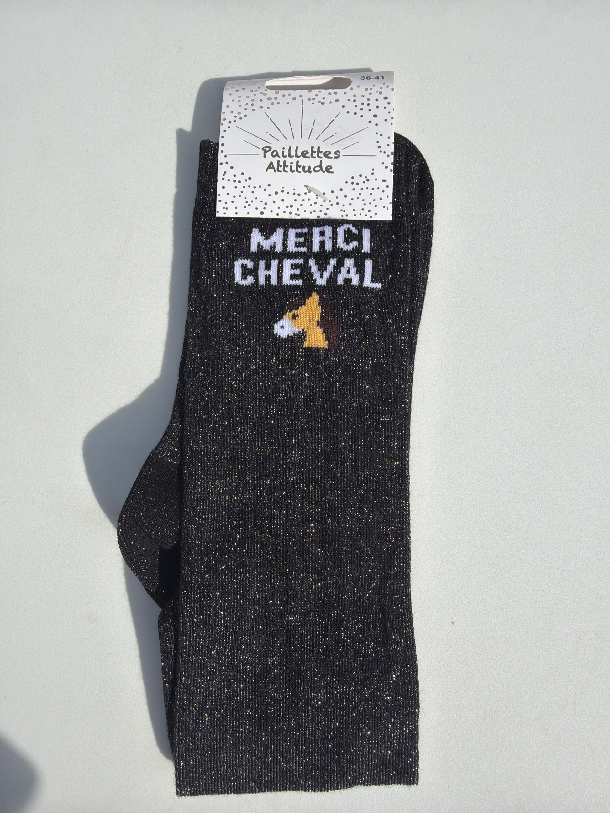 Chaussette pailletée équitation 36-41 MERCI CHEVAL 🐴
