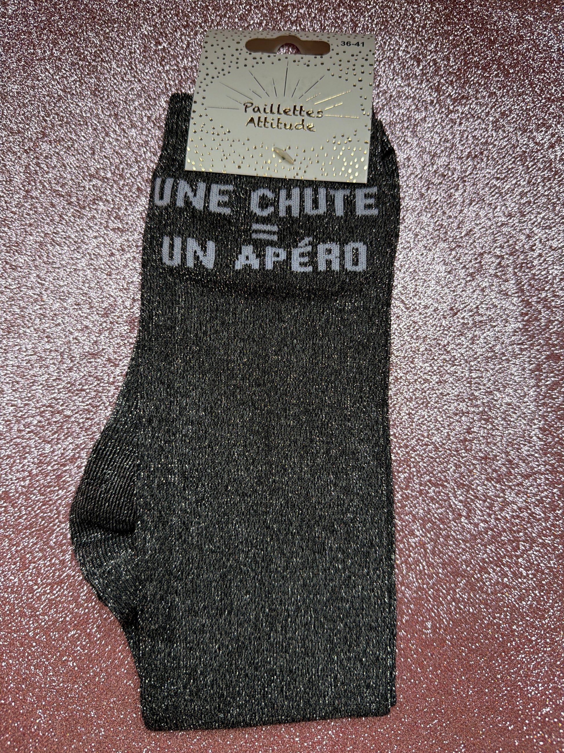 chaussette pailletée UNE CHUTE=UN APÉRO 36/41