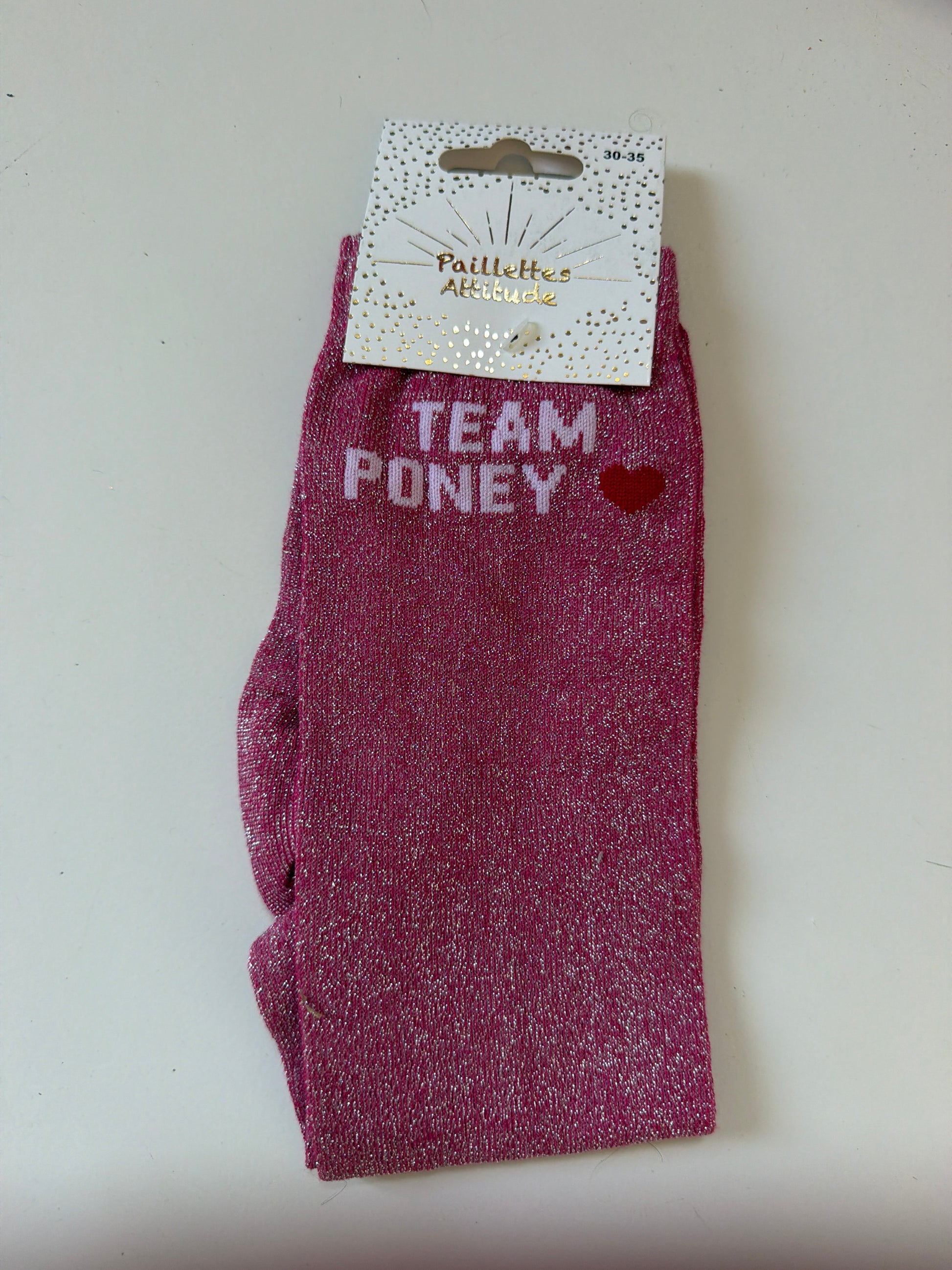 Chaussette pailletée équitation 30-35 TEAM PONEY ❤️
