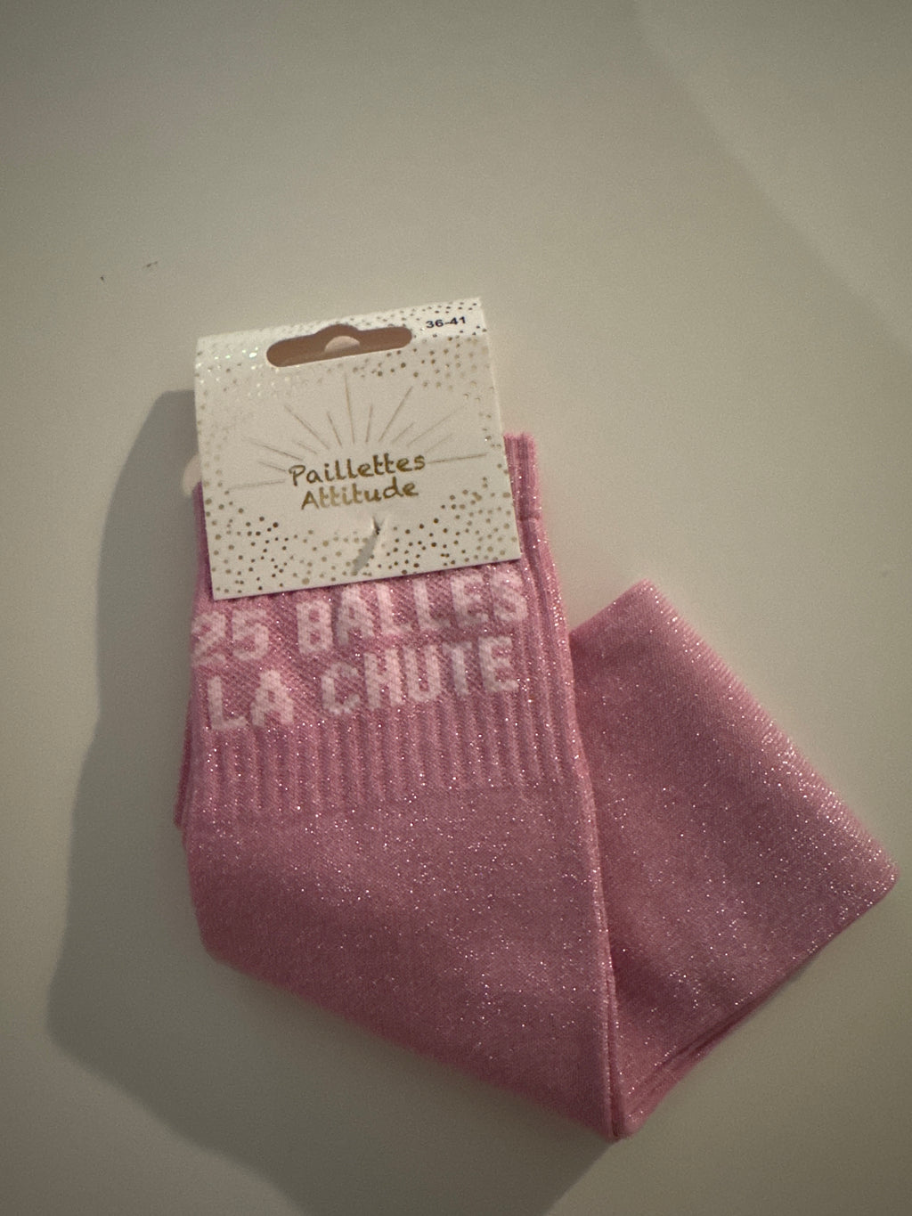 Chaussette pailletée doré équitation « 25 balles la chute »