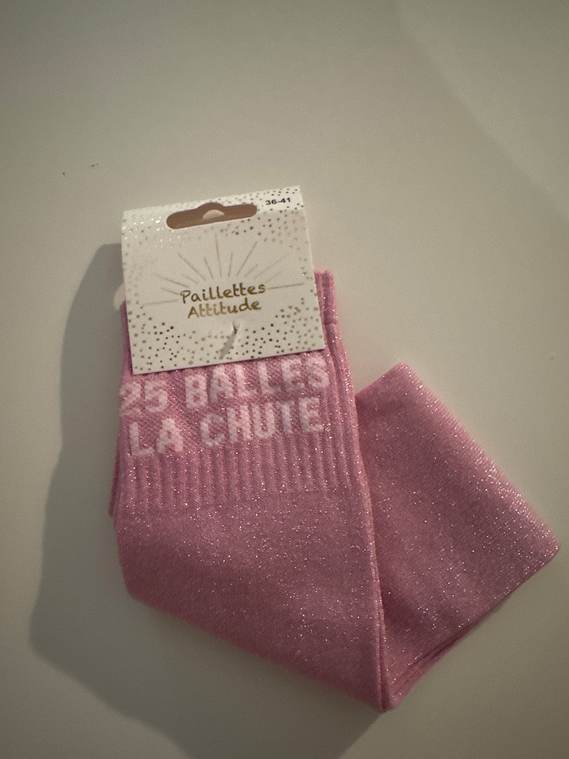 Chaussette pailletée doré équitation « 25 balles la chute »