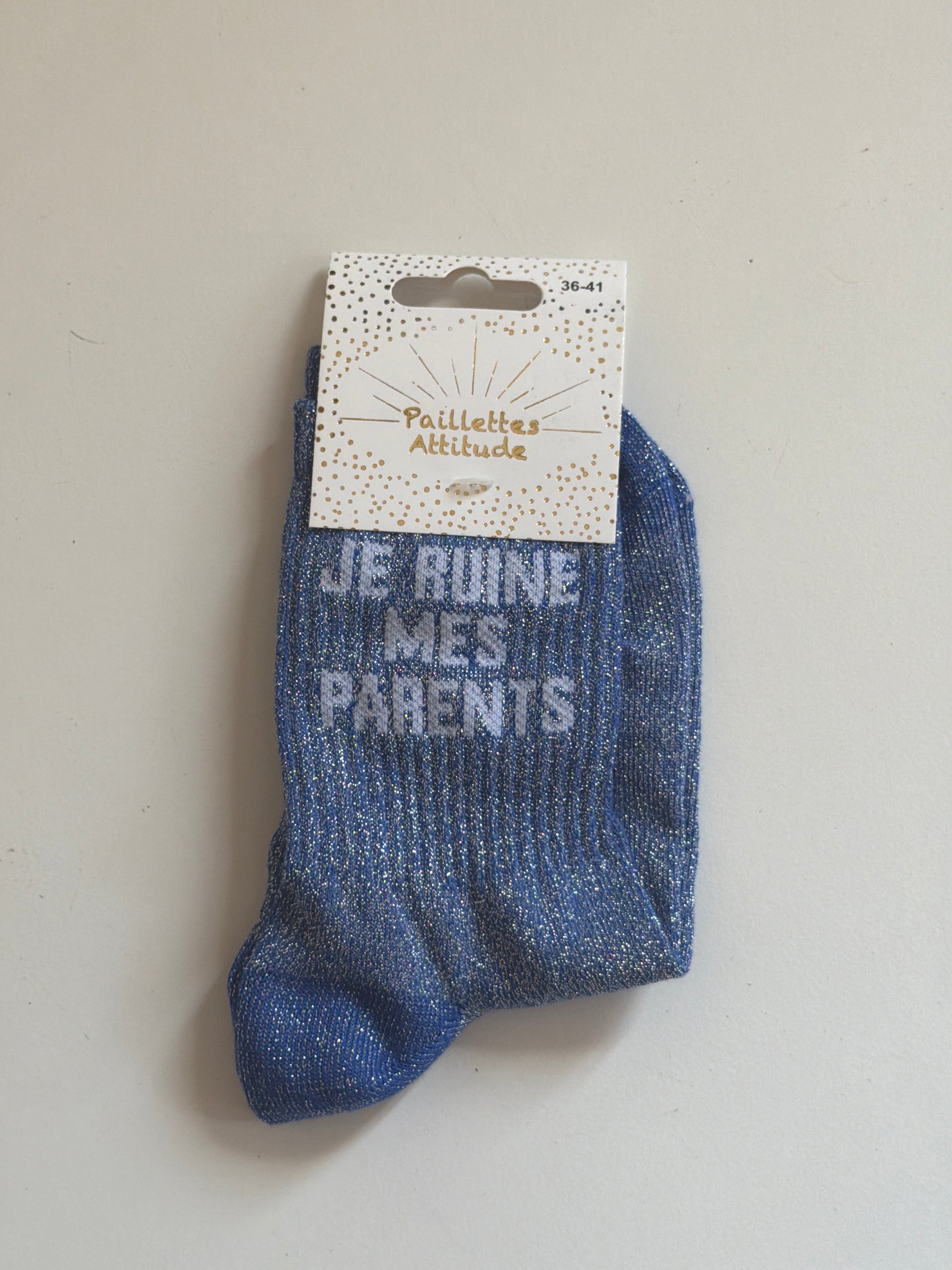 Chaussette de ville pailletée 36-41 JE RUINE MES PARENTS