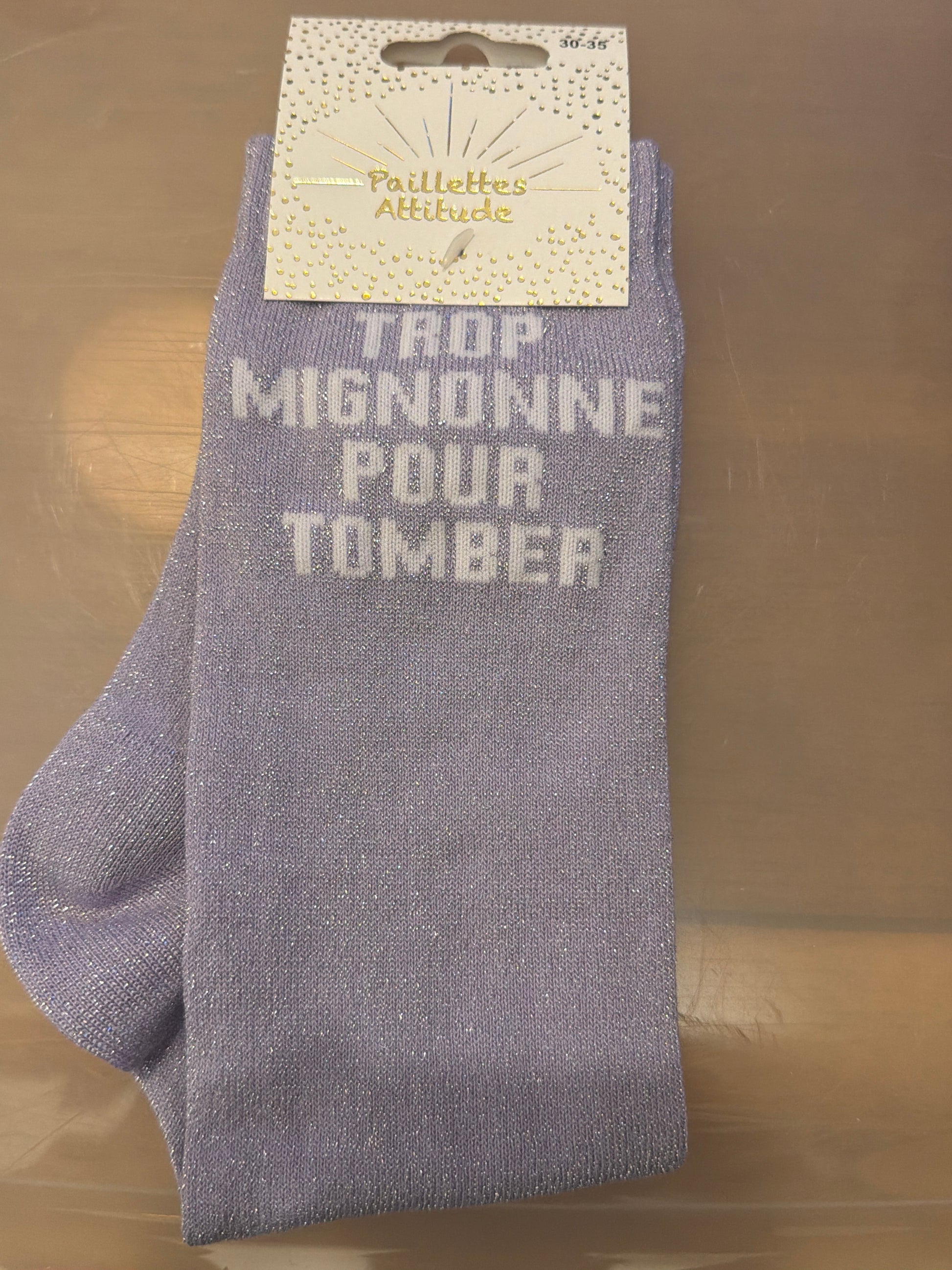 Chaussette pailletée TROP MIGNONE POUR TOMBER 30/35