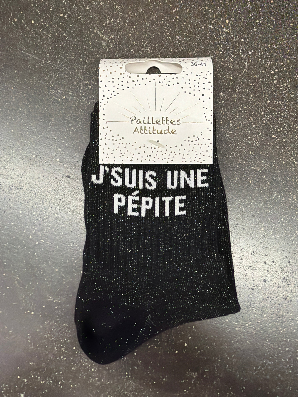 Chaussette de ville pailletée 36-41 J’SUIS UNE PÉPITE
