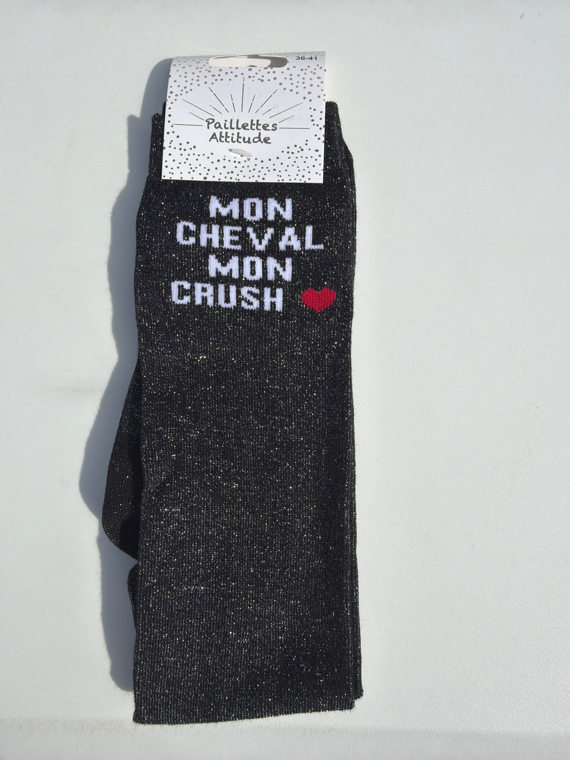 chaussette pailletée équitation 36-41 MON CHEVAL MON CRUSH ❤️