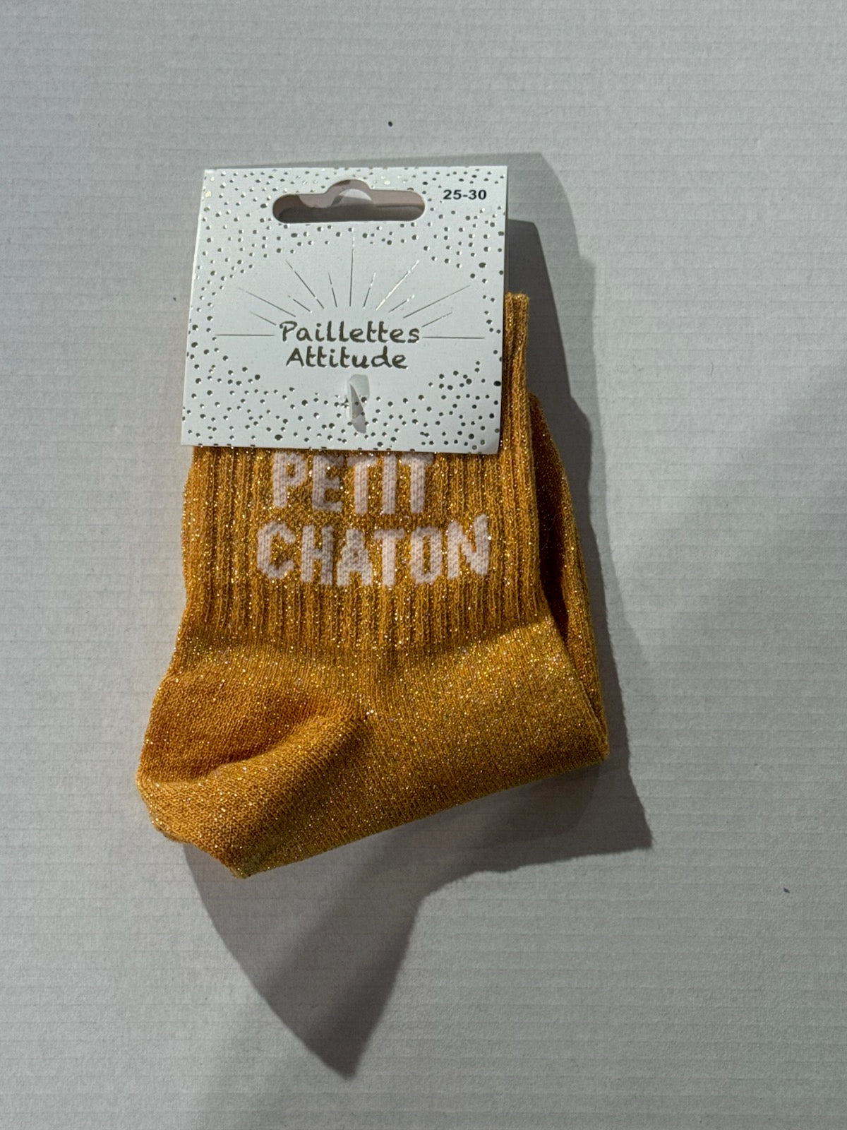 Chaussettes Orange Pailletée « Petit chaton »
