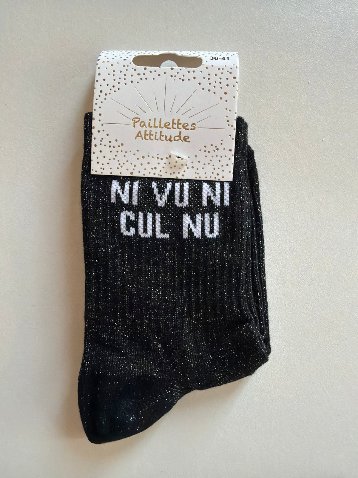 Chaussette de ville pailletée 36-41 NI VU NI CUL NU