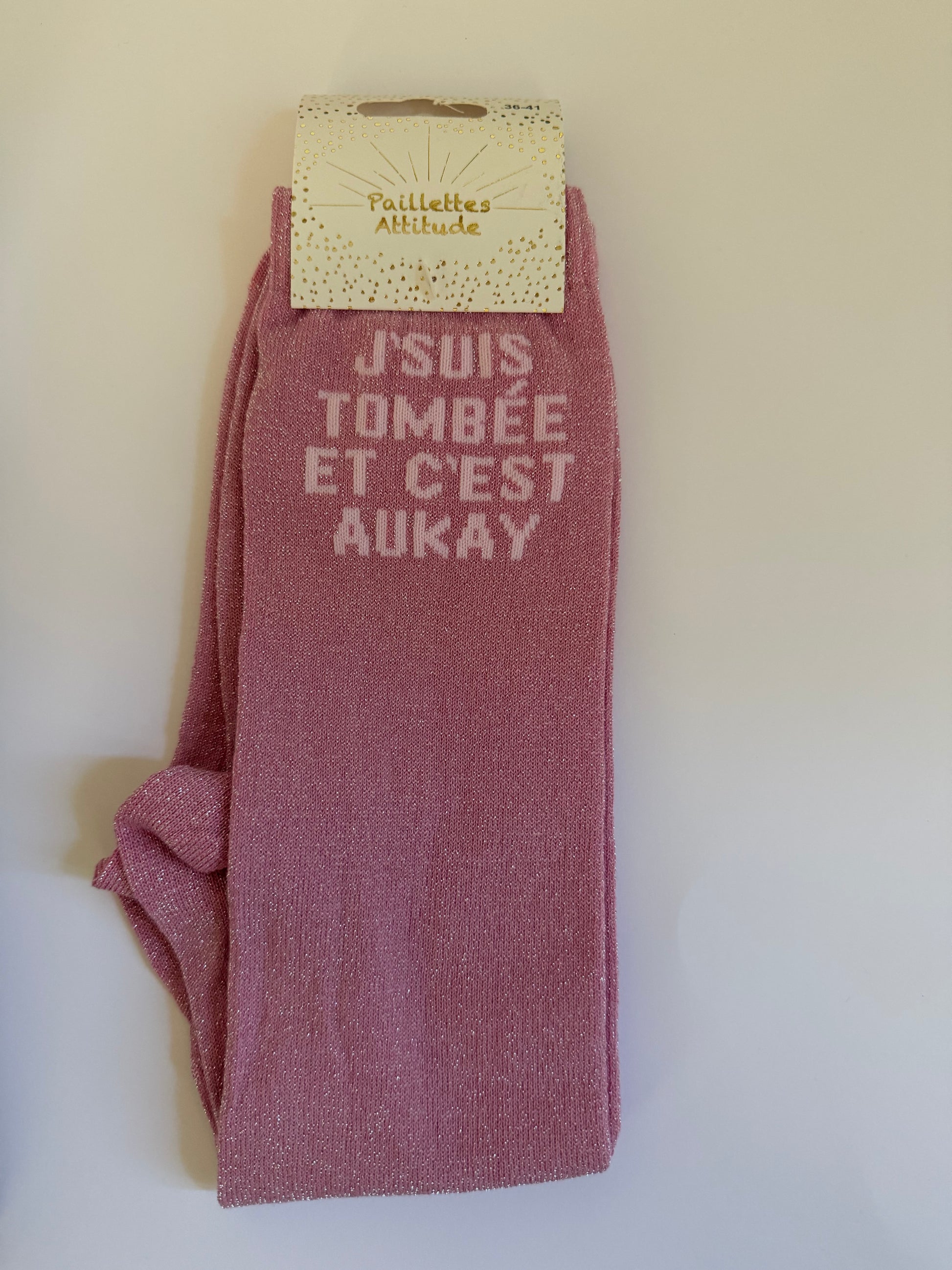 Chaussette pailletée équitation 36-41 J’SUIS TOMBÉE ET C’EST AUKAY