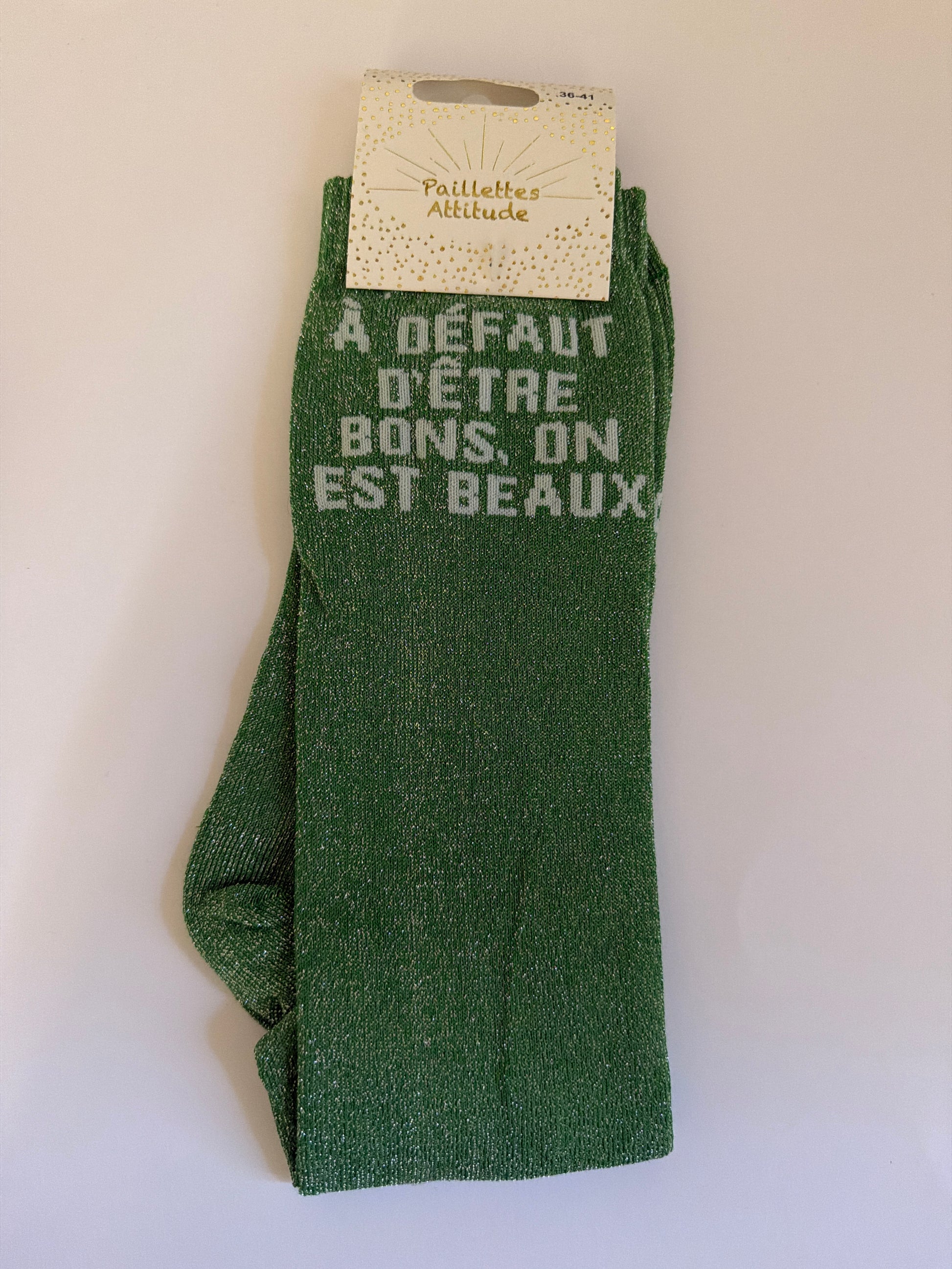 Chaussette pailletée équitation  36-41 À DÉFAUT D’ÊTRE BONS, ON EST BEAUX