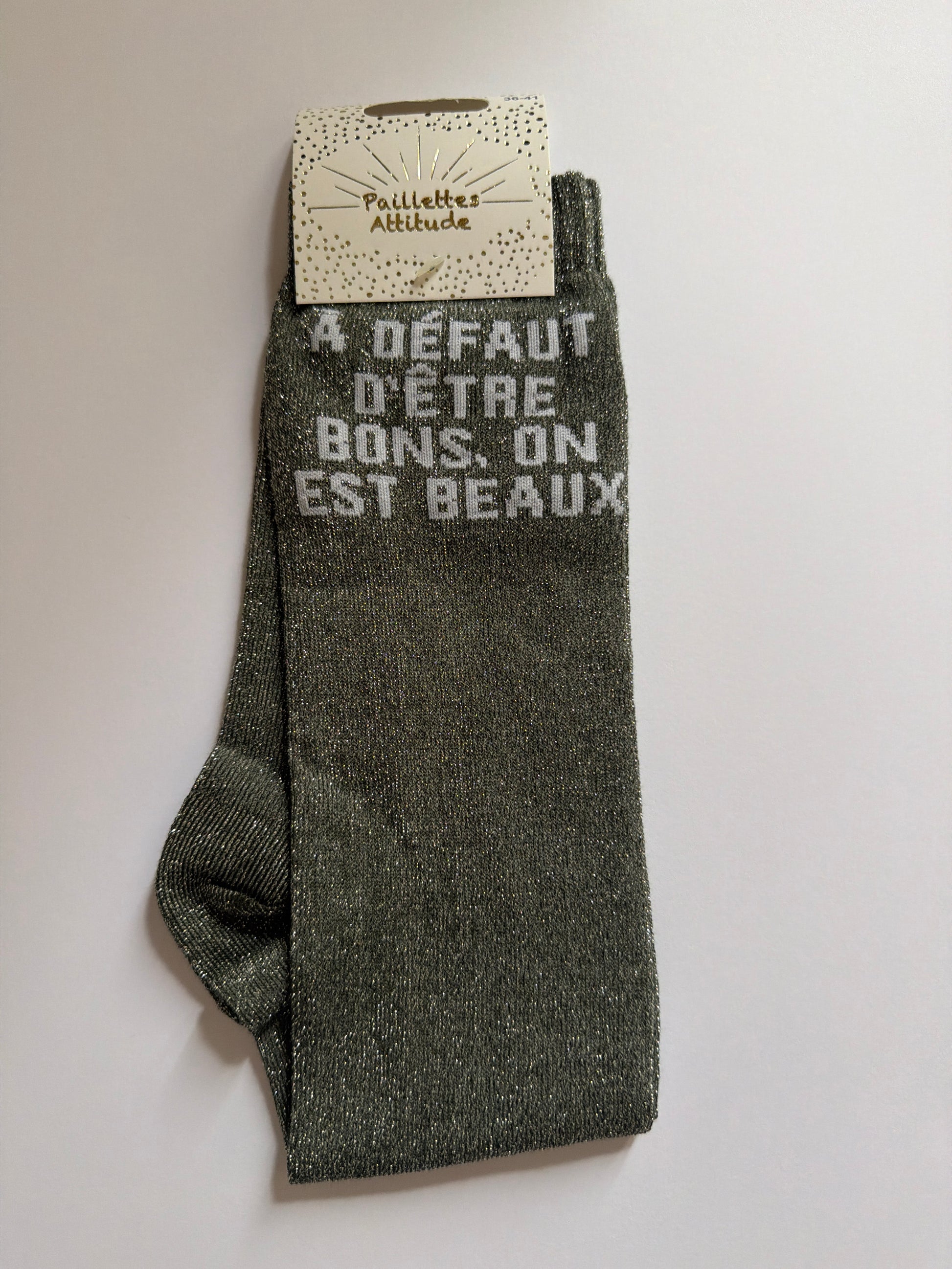 Chaussette pailletée équitation  36-41 À DÉFAUT D’ÊTRE BONS, ON EST BEAUX