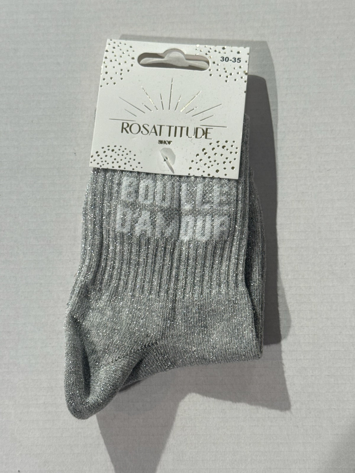 Chaussettes Gris Pailletée « Bouille d’amour »