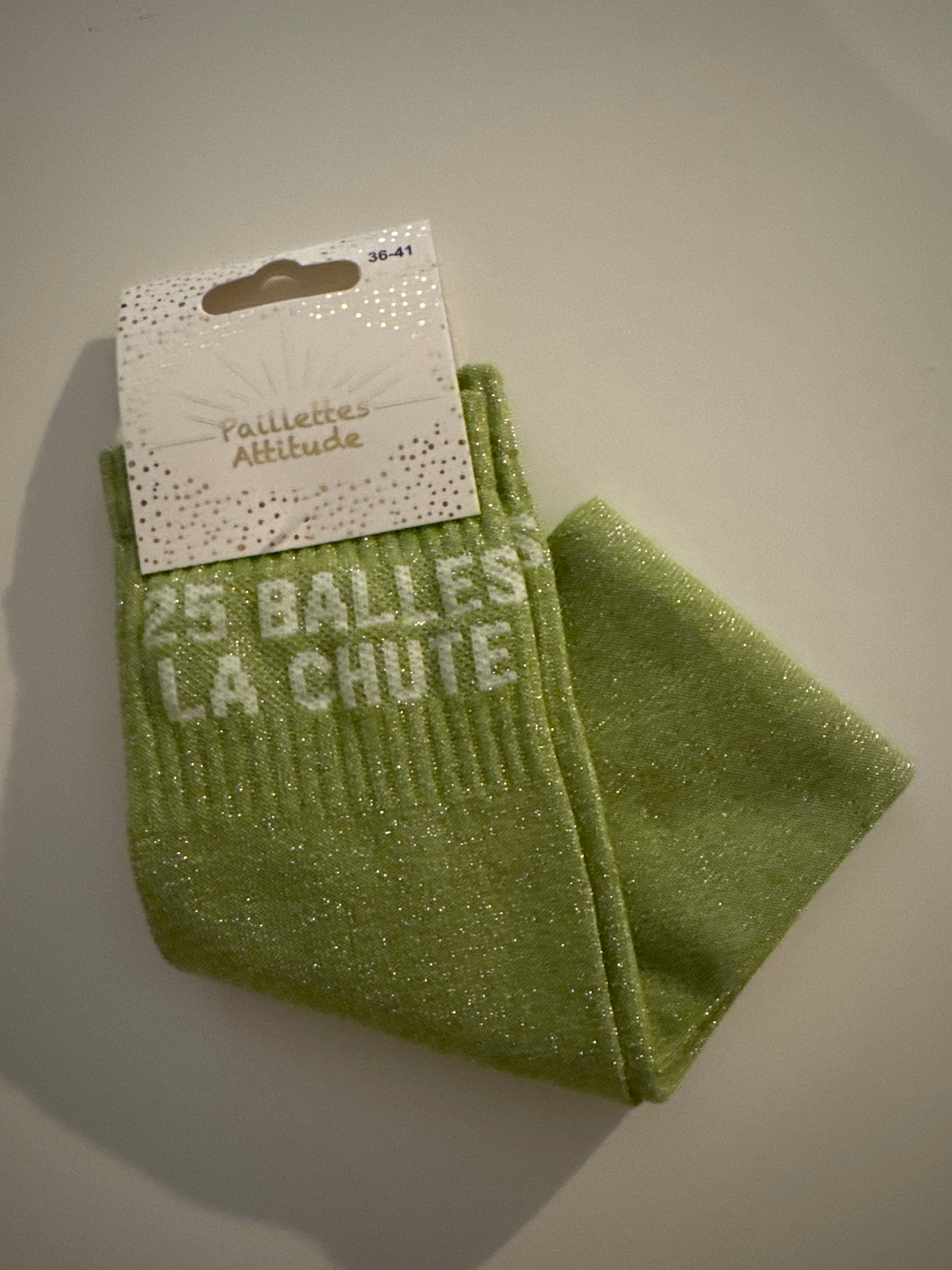 Chaussette pailletée doré équitation « 25 balles la chute »