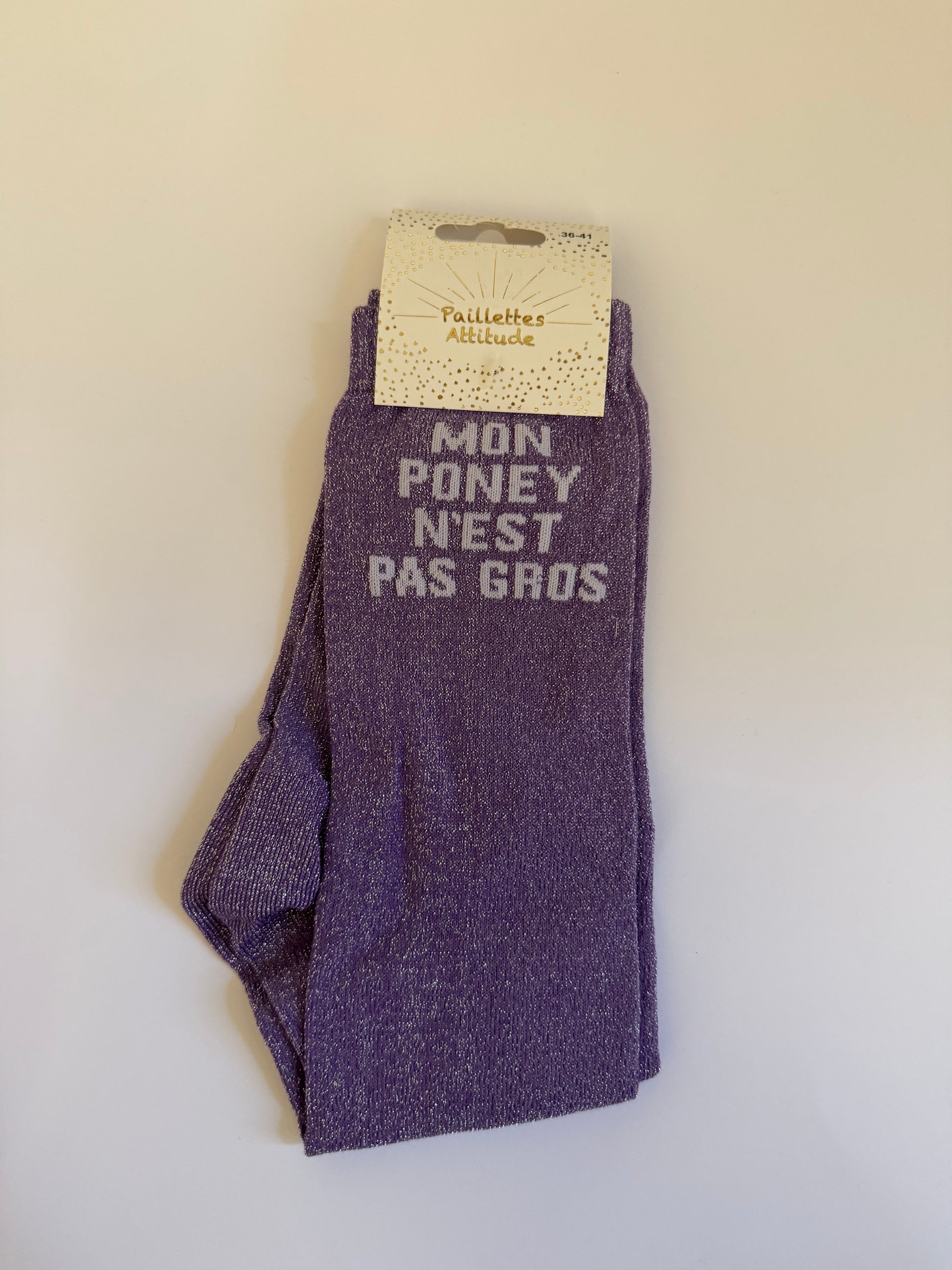 Chaussette pailletée équitation 36-41 MON PONEY N’EST PAS GROS