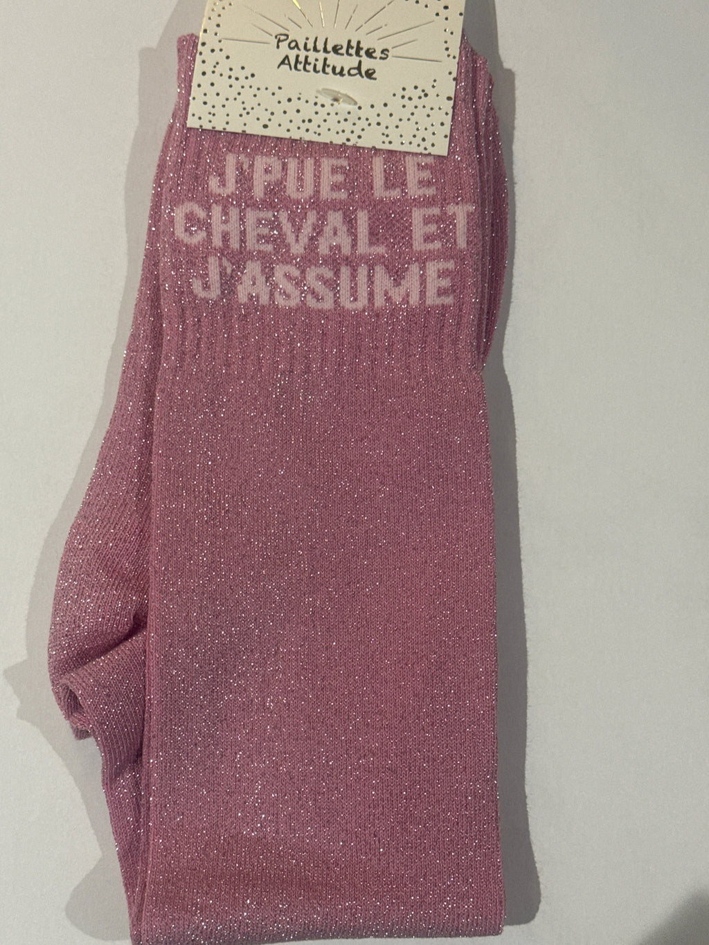 chaussette pailletée équitation J’PUE LE CHEVAL ET J’ASSUME 36/41