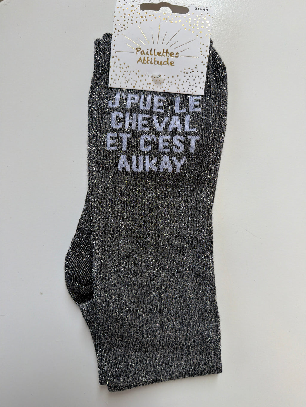 Chaussette équitation pailletée 36-41 J’PUE LE CHEVAL ET C’EST AUKAY