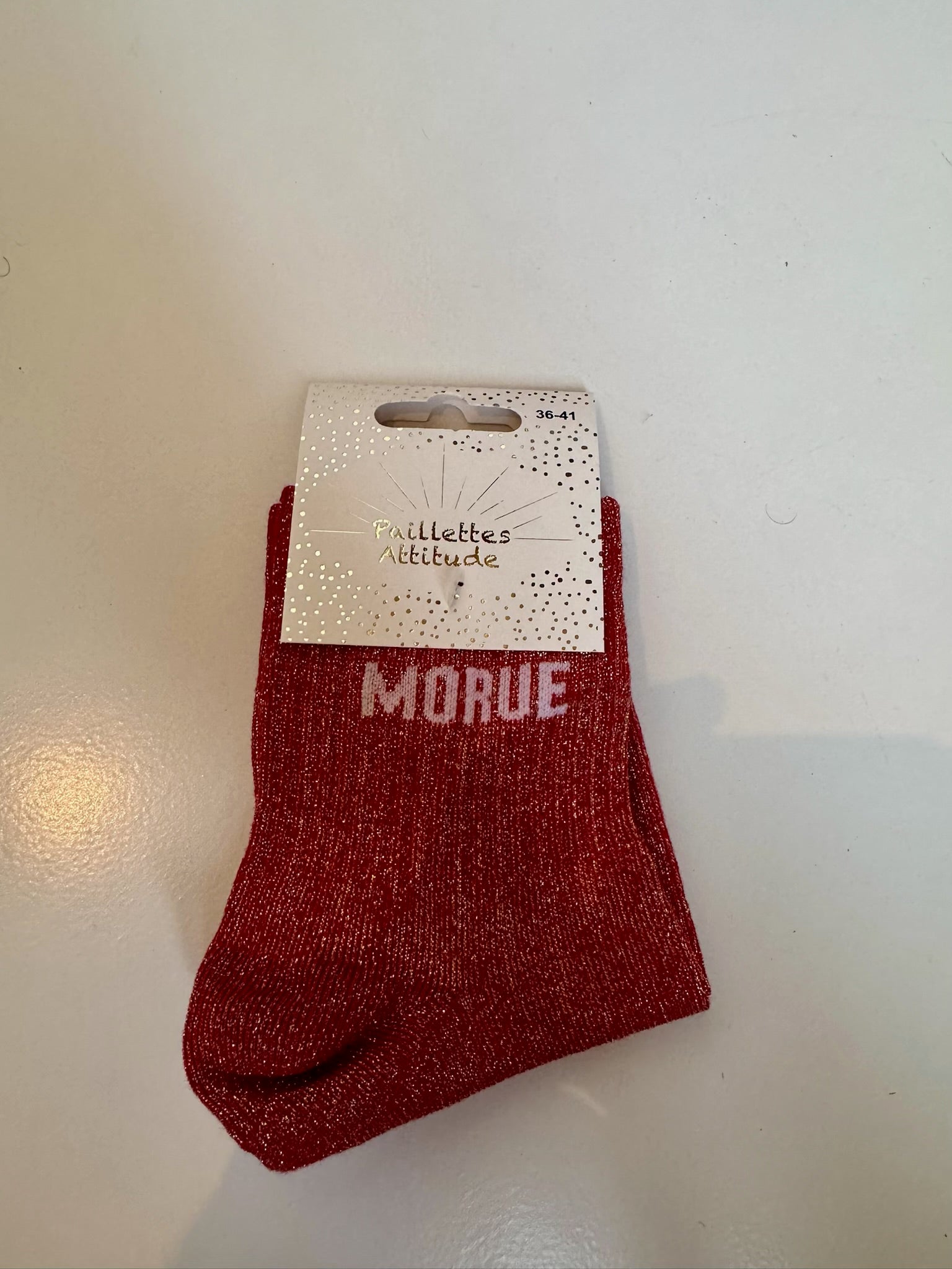Chaussettes Rouge Pailletée « Morue »