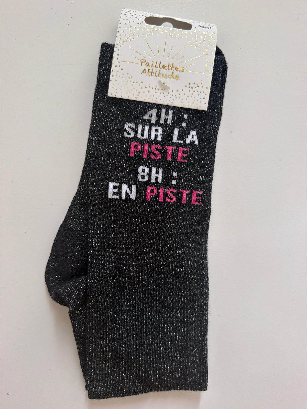 Chaussette équitation pailletée 36-41 4H : SUR LA PISTE 8H : EN PISTE