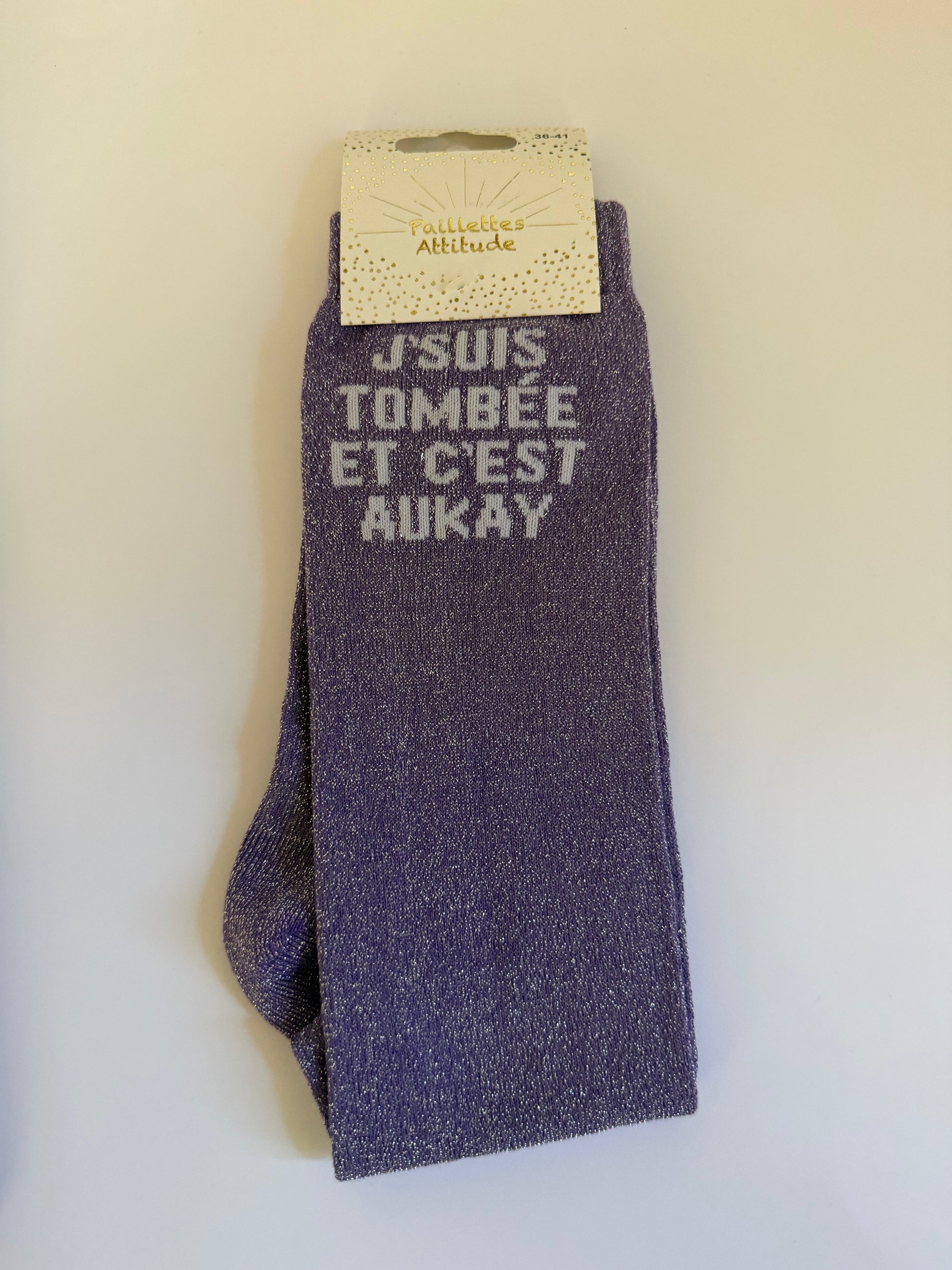 Chaussette pailletée équitation 36-41 J’SUIS TOMBÉE ET C’EST AUKAY
